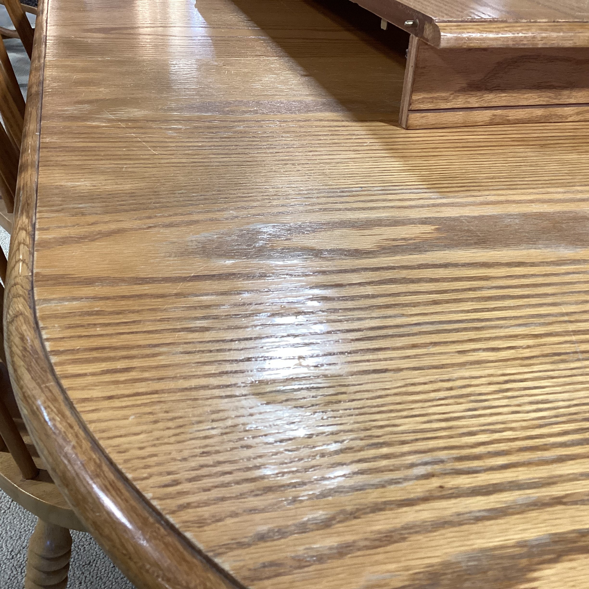 Winners Only Oak & Veneer Windsor Style with 2 Leaves & Trestle Table & 6 Chairs Dining Set 60" to 96"x 42"x 30"
