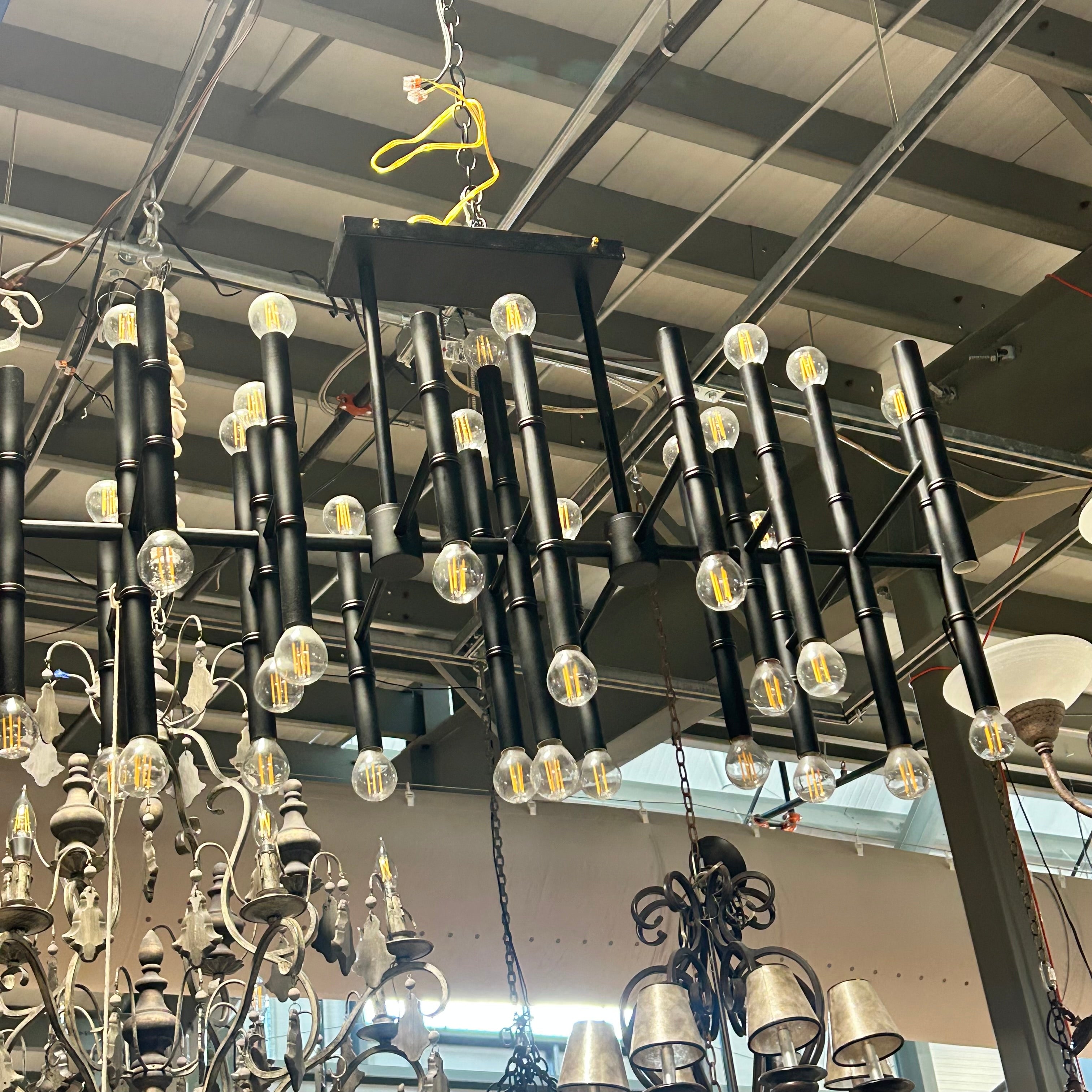 Jonathan Alder Black Meurice Chandelier 38"x 16"x 24"