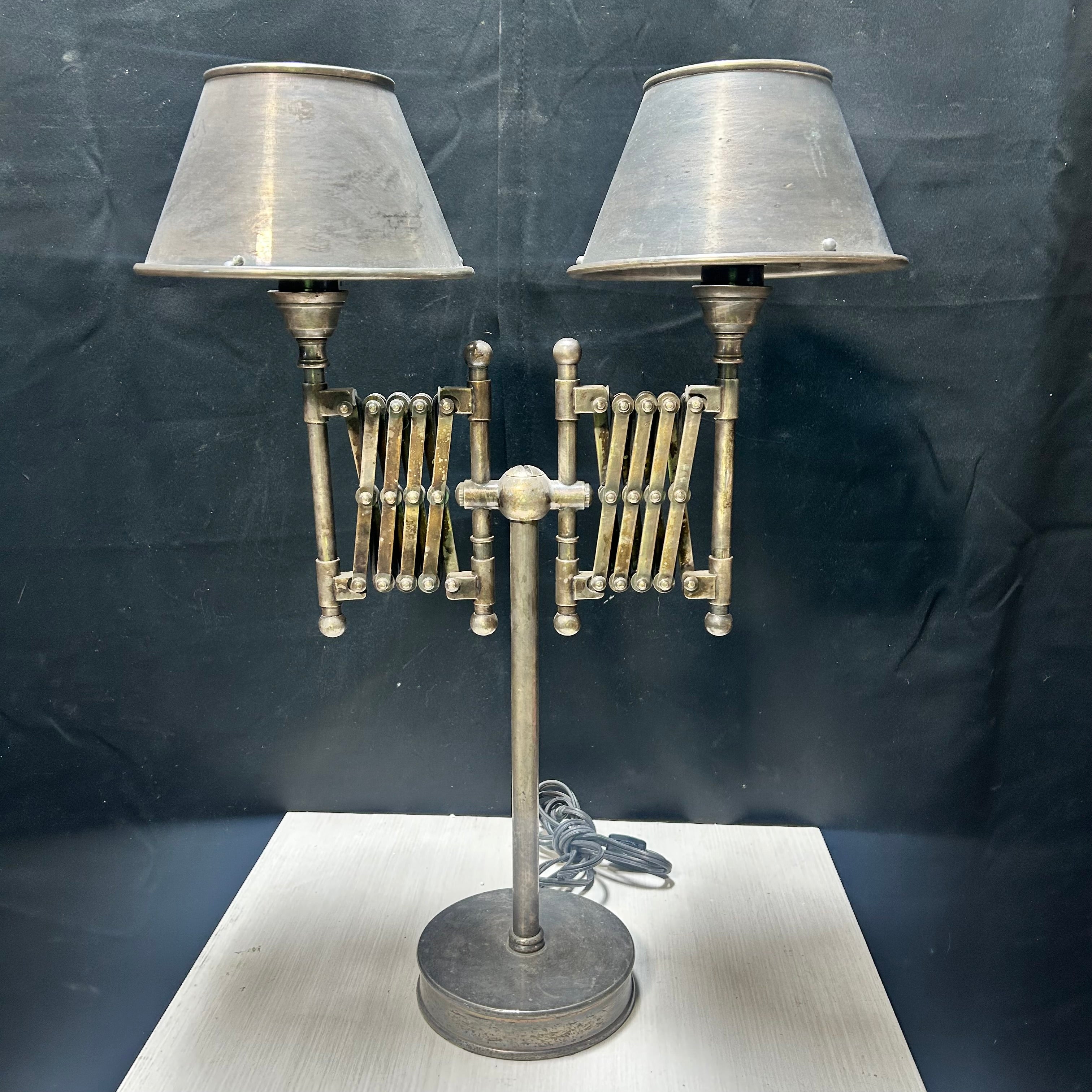 Hard To Find Double Accordion Industrial Table Lamp 17"x 8"x 24"