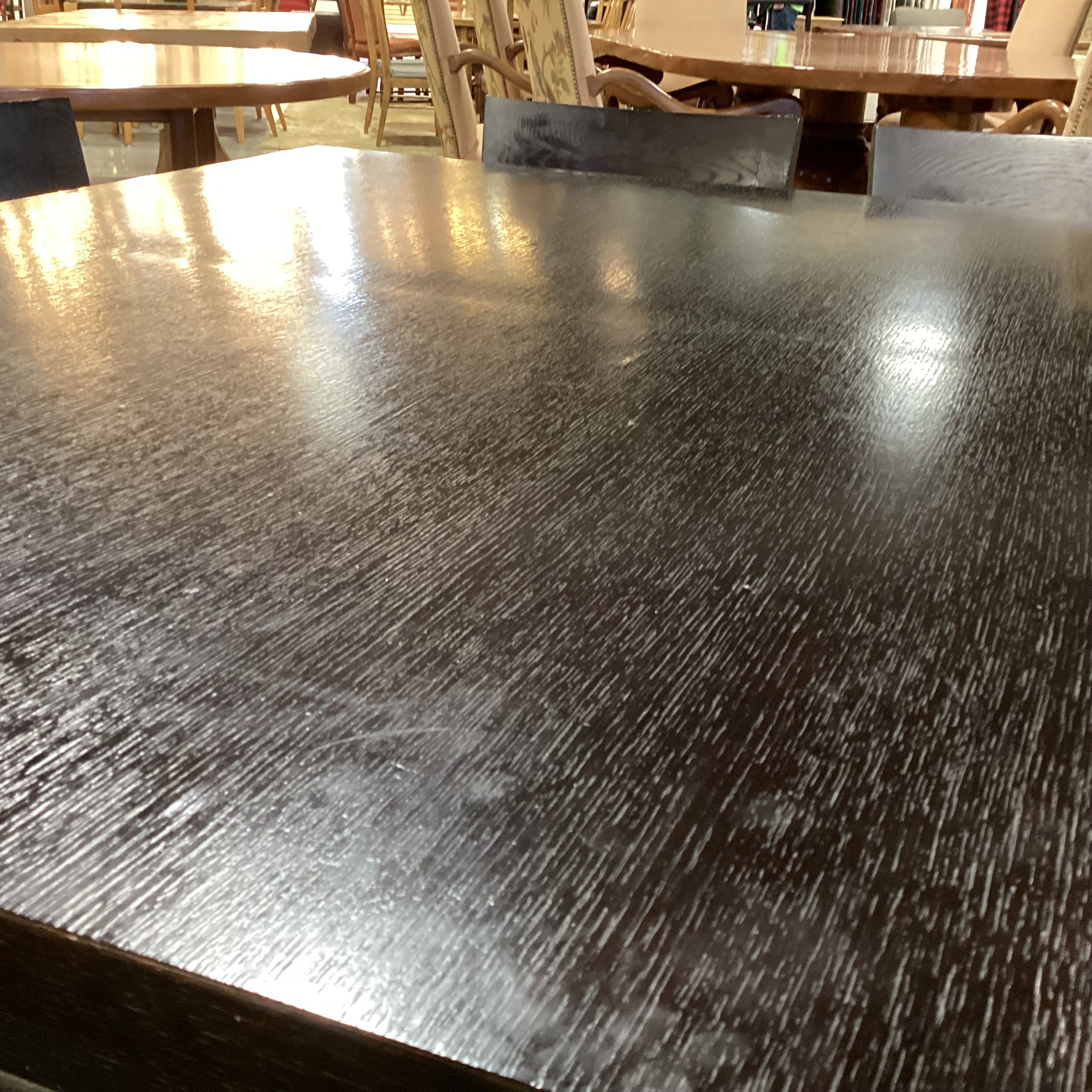 Casa Milano Italian Modern Japandi Design Table with 8 Wood & Leather Chairs Dining Set 59"x 59"x 29"