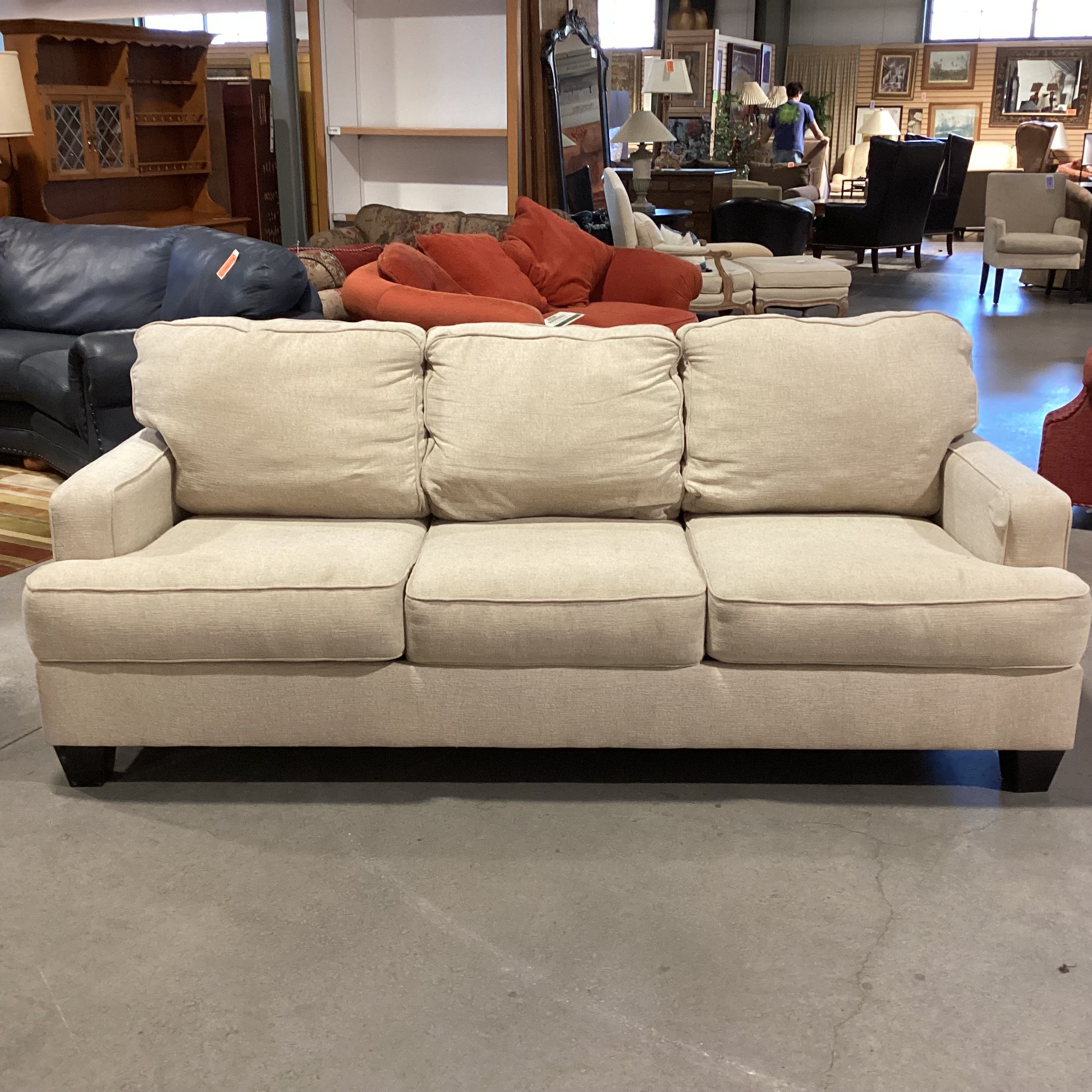 Beige Woven Queen Sleeper Sofa 85"x 38"x 37"