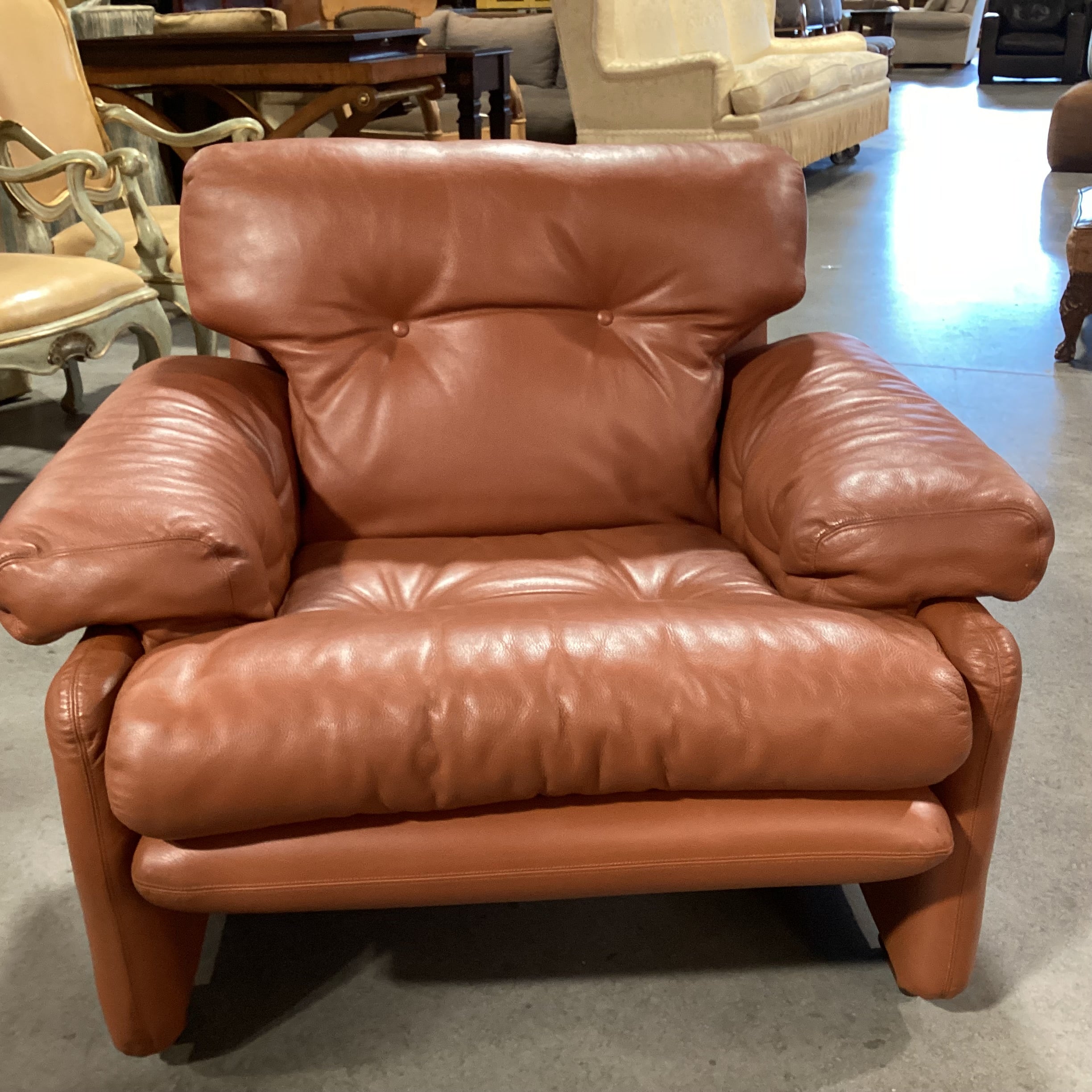 Afra & Tobia Scarpa for B&B Italia Coronado Leather with Ottoman Lounge Chair 38"x 36"x 29"