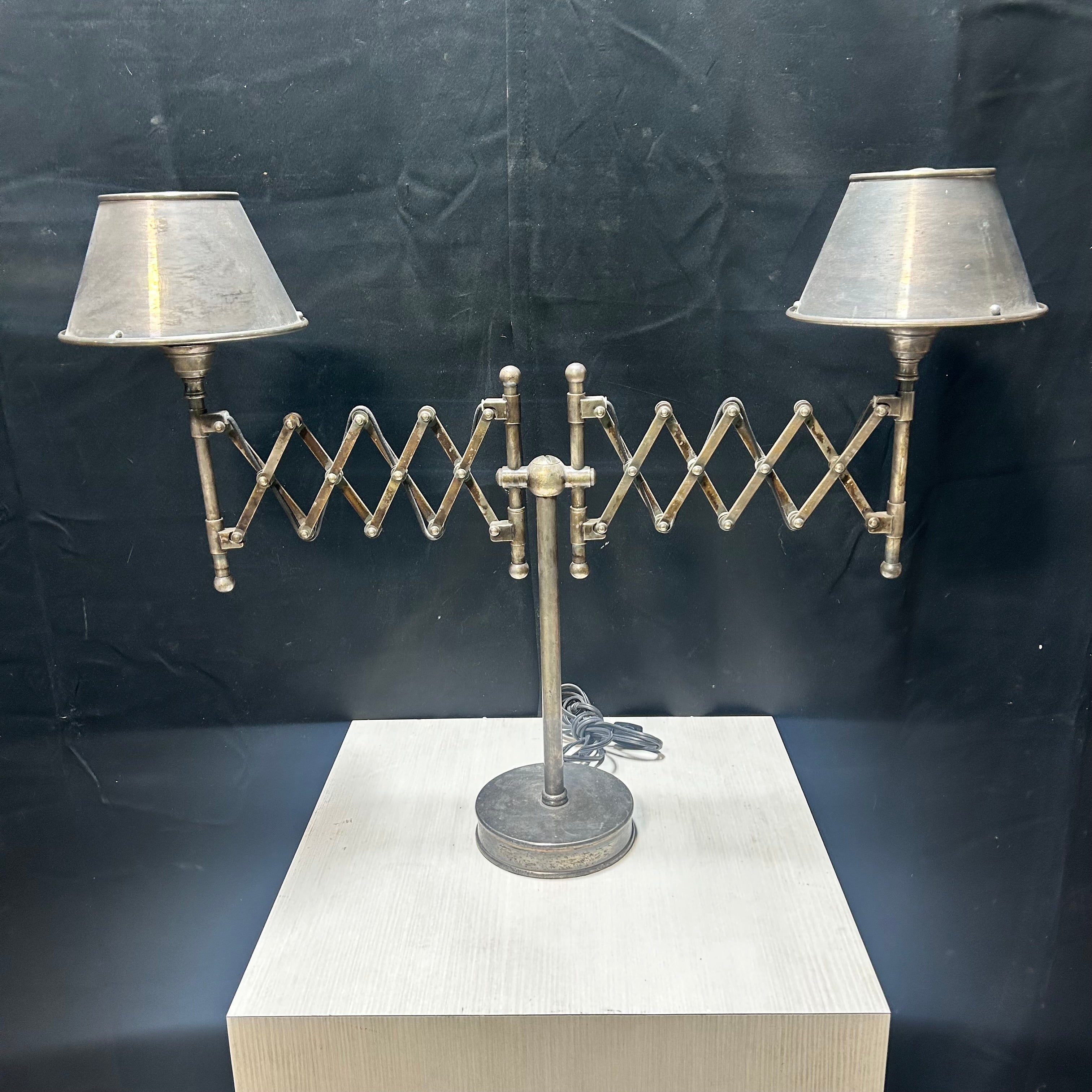 Hard To Find Double Accordion Industrial Table Lamp 17"x 8"x 24"