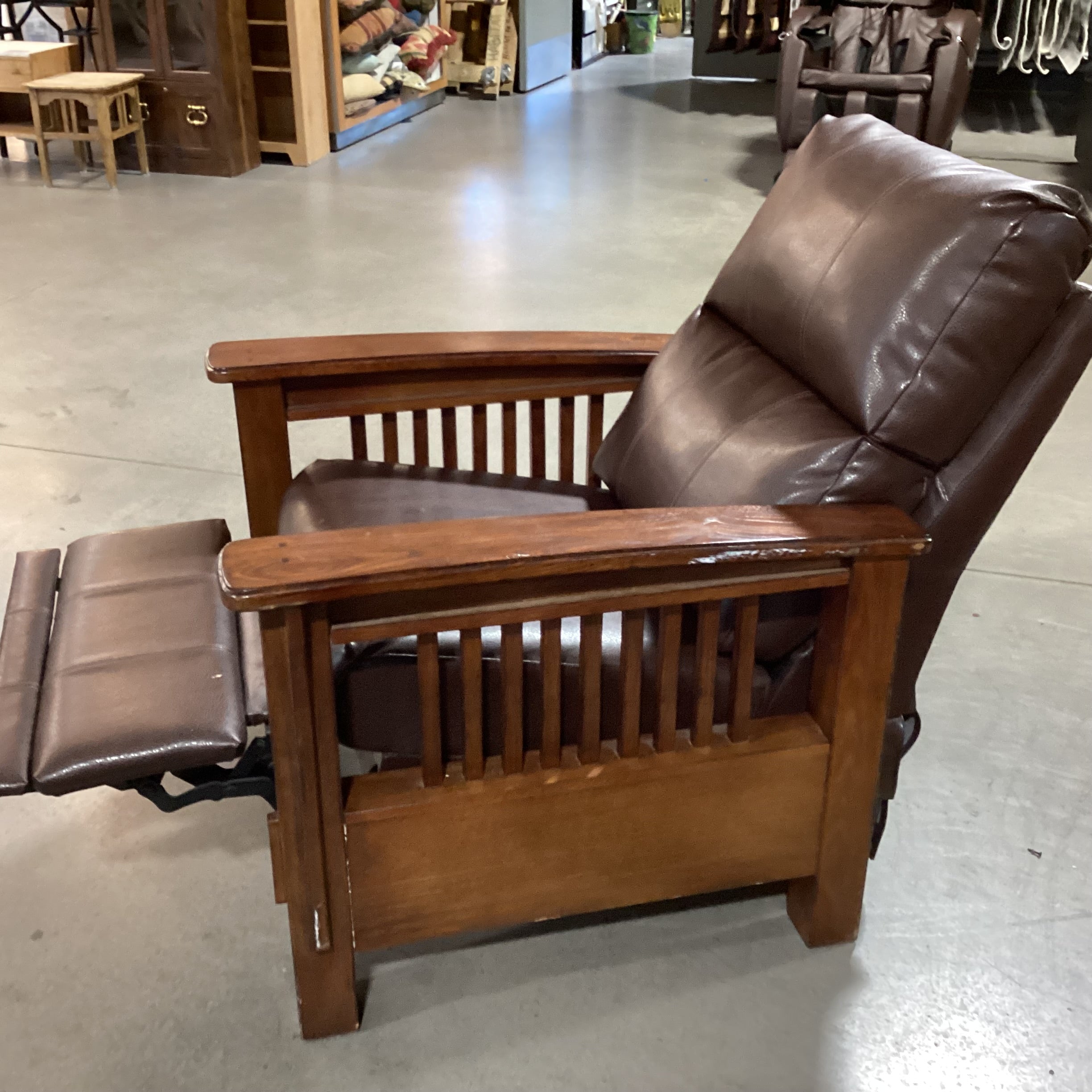 Ashley Signature Design Faux Leather & Wood Mission Style Santa Fe Recliner Chair 34"x 39" to 62"x 42"