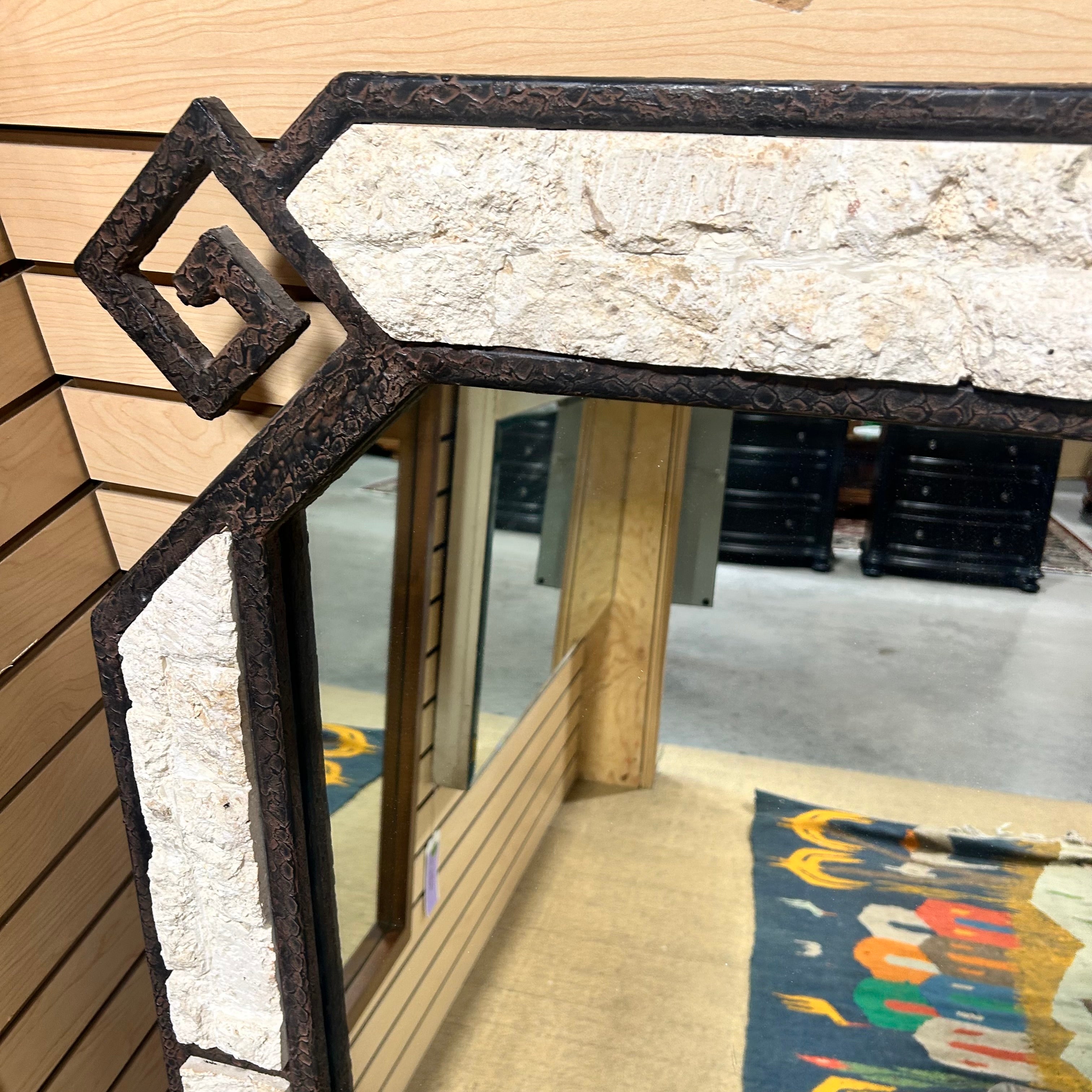 Heavy Metal & Stone Southwestern Style Wall Mirror 38"x 51"