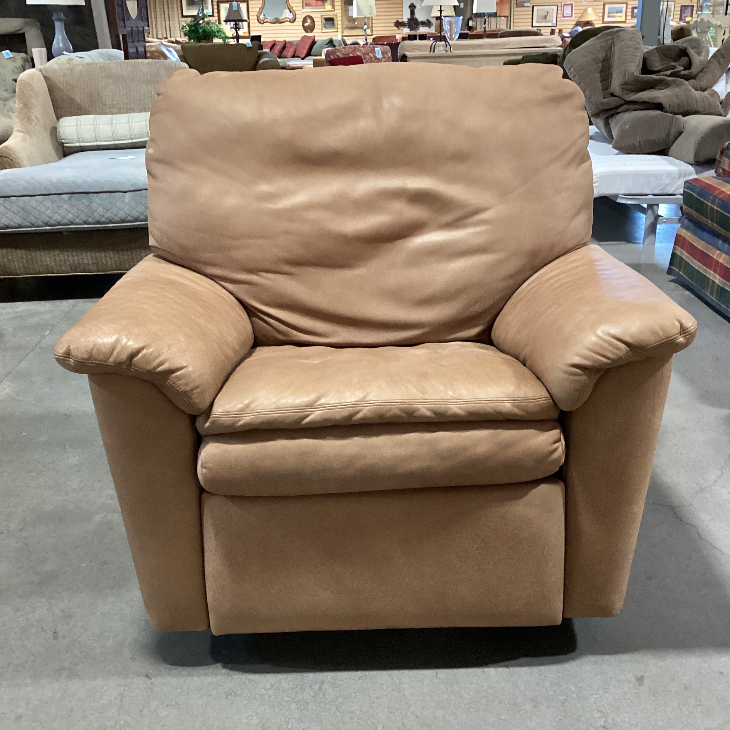 American Leather Furniture Tan Butter Like Leather Oversized Swivel Recliner Chair 40"x 38"x 31"