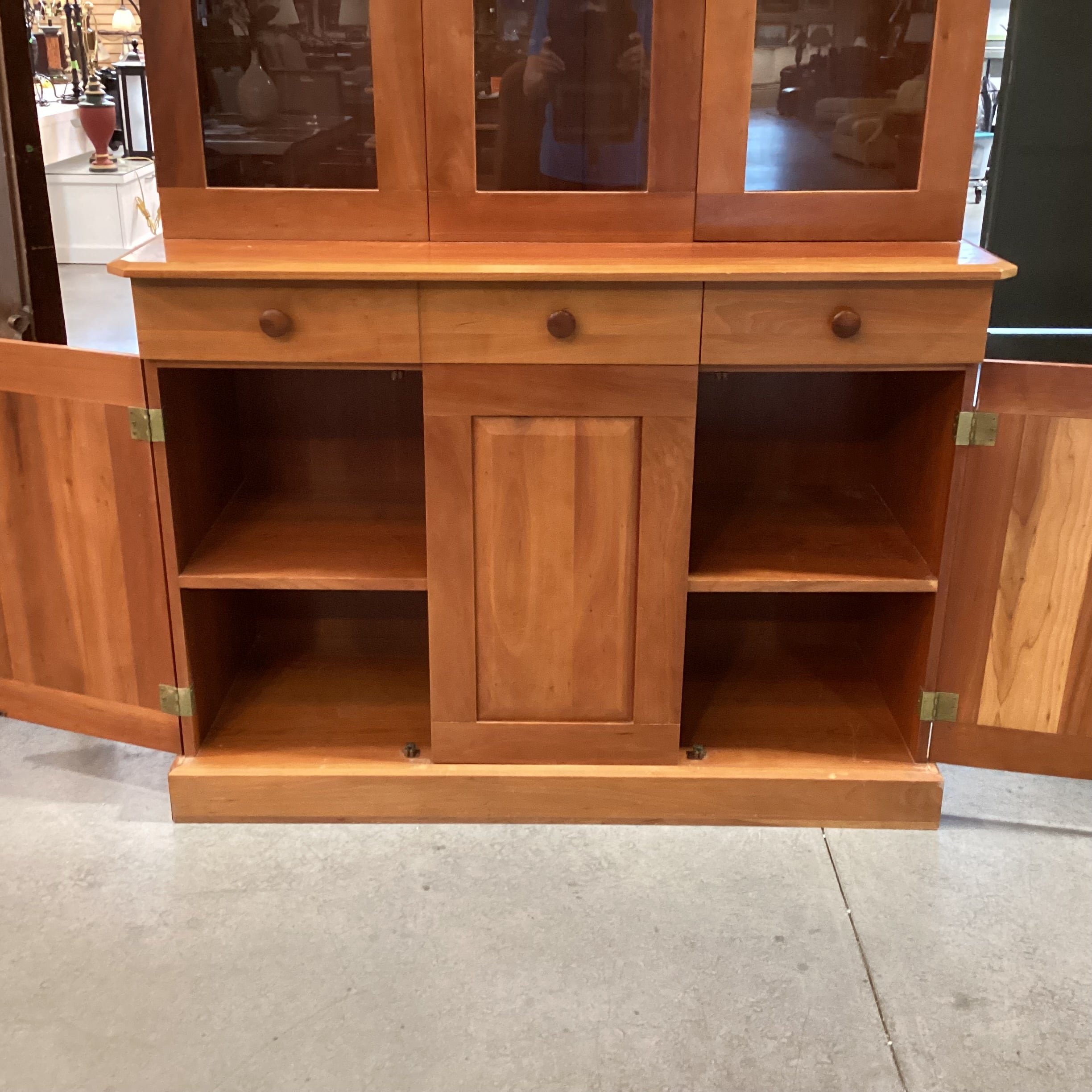 Cherry Wood & Glass 2 Drawer 4 Door China Hutch 51"x 21"x 71"