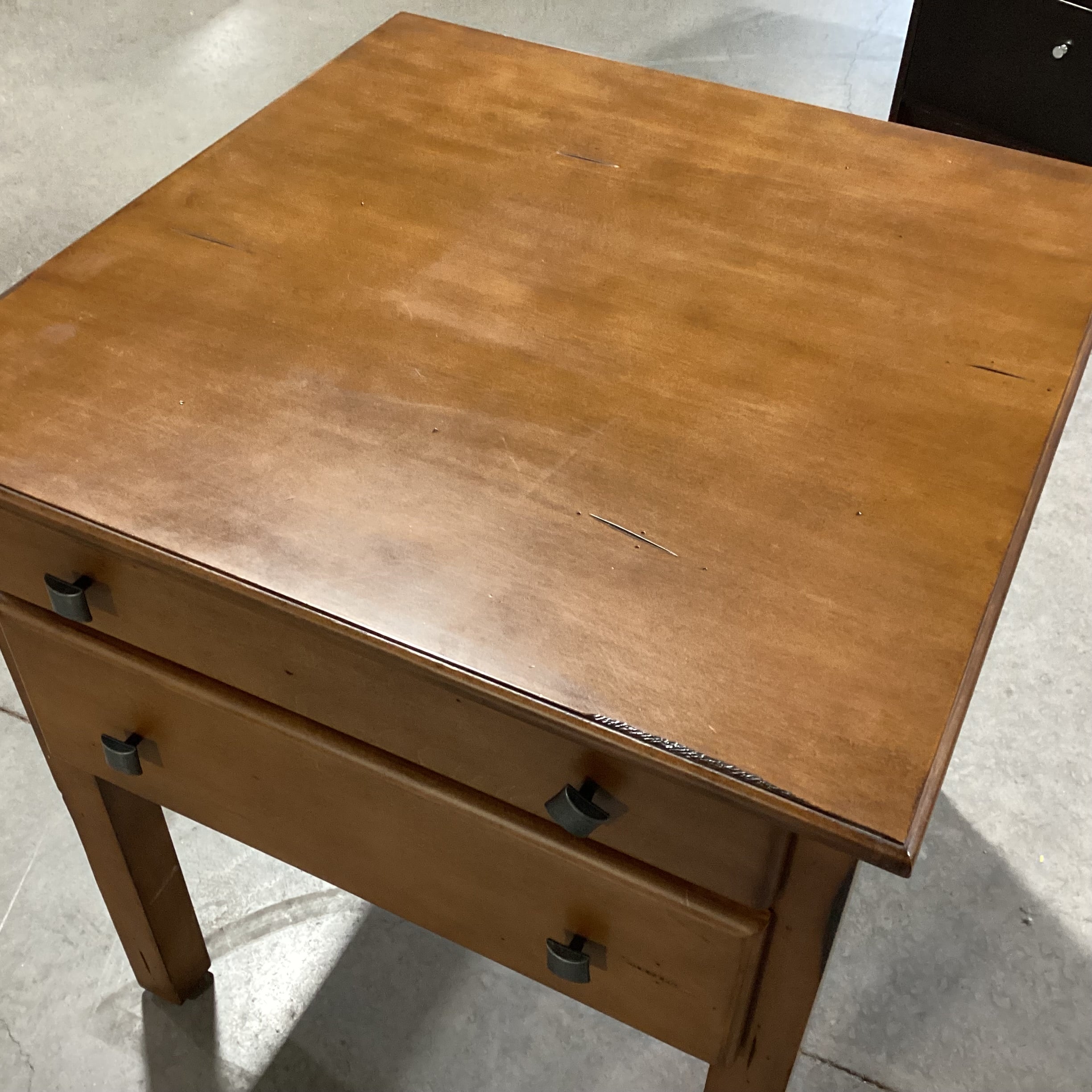 Solid Finished Distressed Wood 2 Drawer Nightstand 26"x 26"x 29"