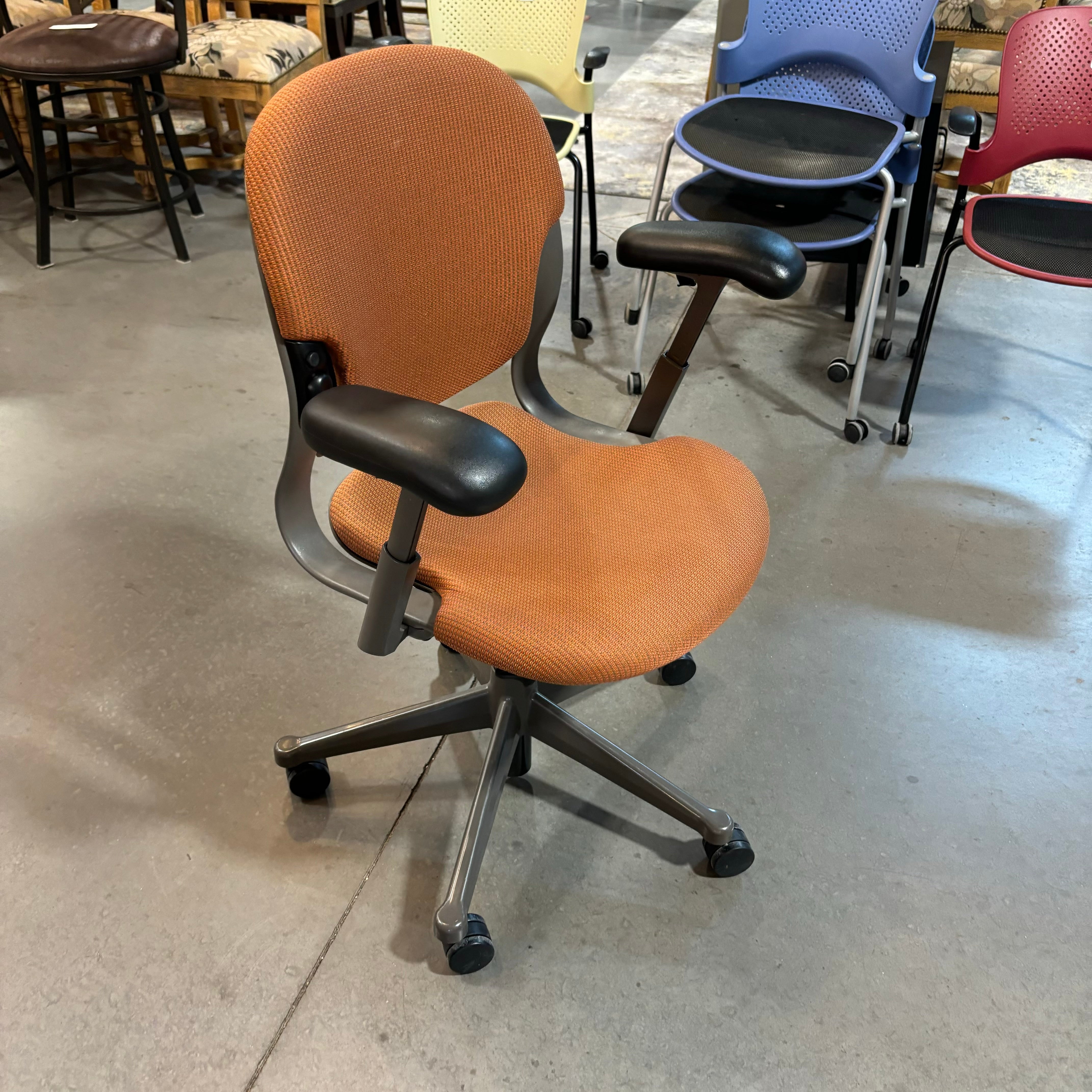 Herman Miller Equa Vintage Orange & Green Multi Woven with Steel Base Office Chair 26"x 24"x 40"