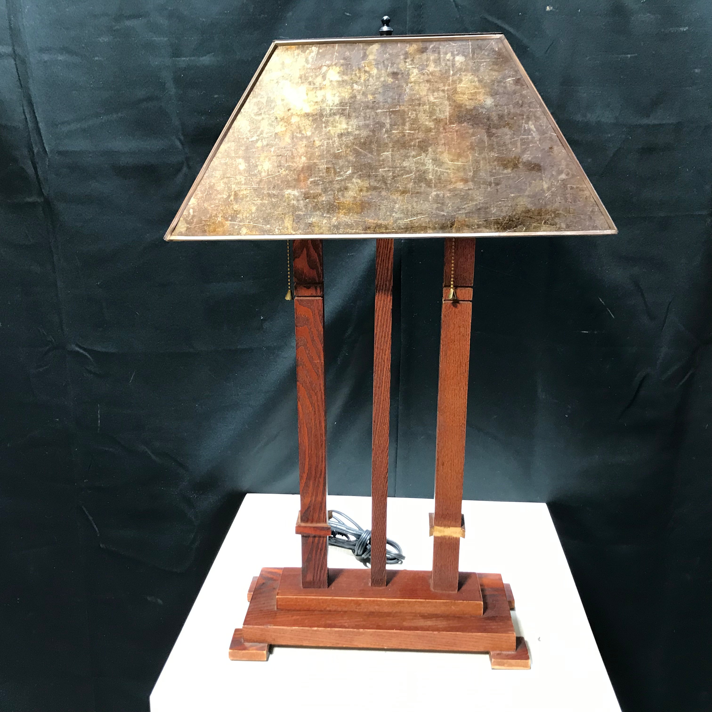 Wood Stained Table Lamp 14"x 6.5"x 27"