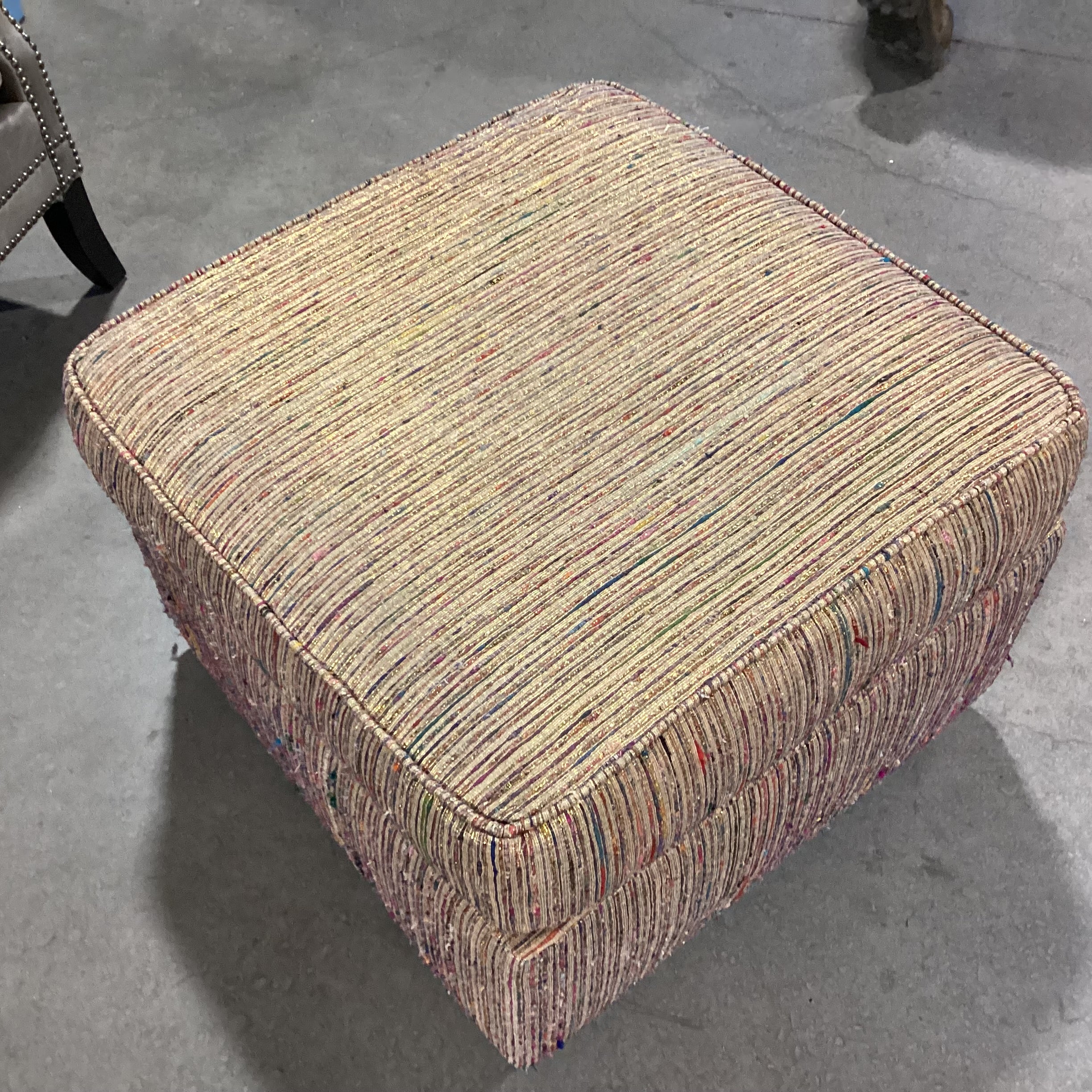 Gold Multi Woven Ottoman 26"x 26"x 19"