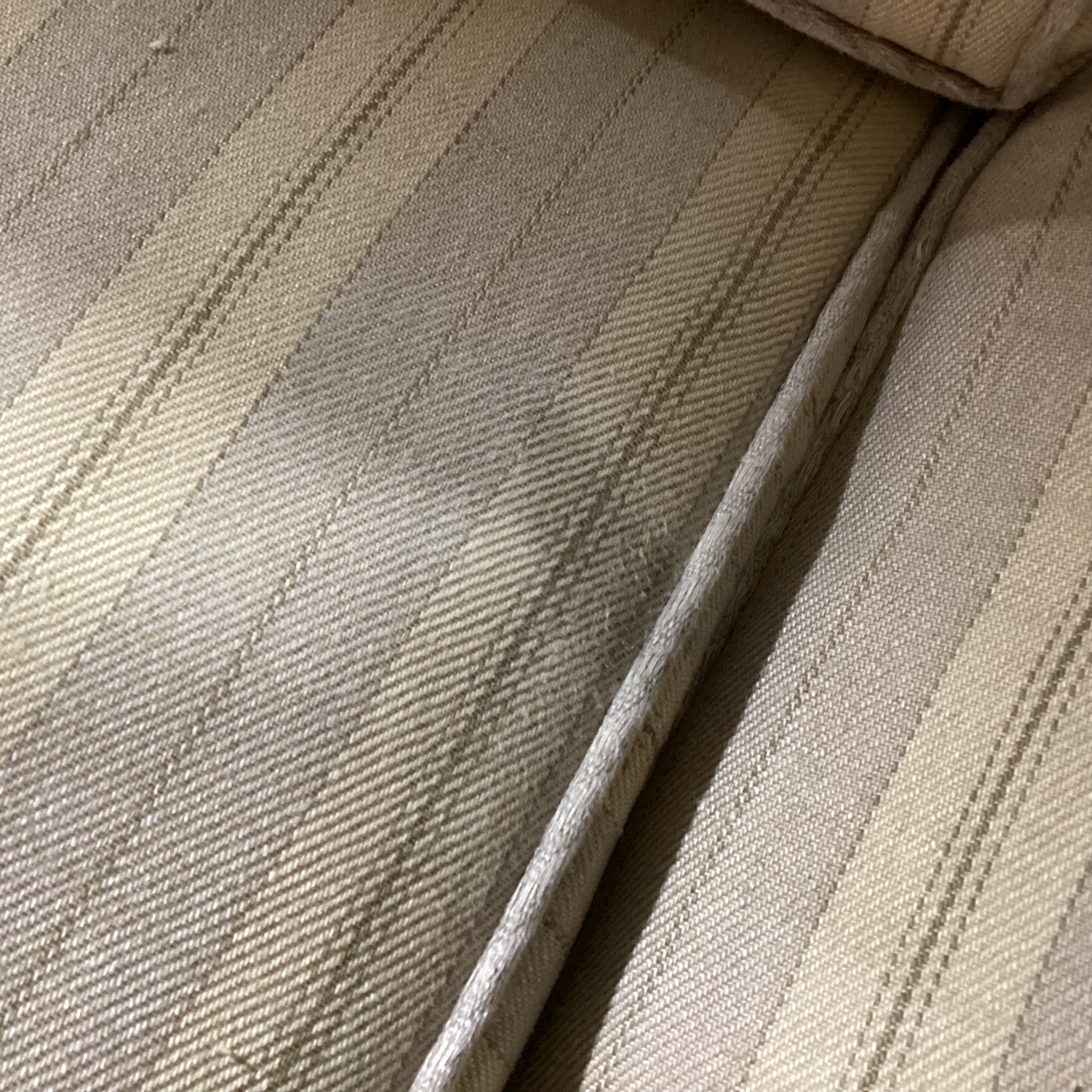 Custom Cream & Brown Woven Stripe Down Mix Long Sofa 111"x 44"x 39"