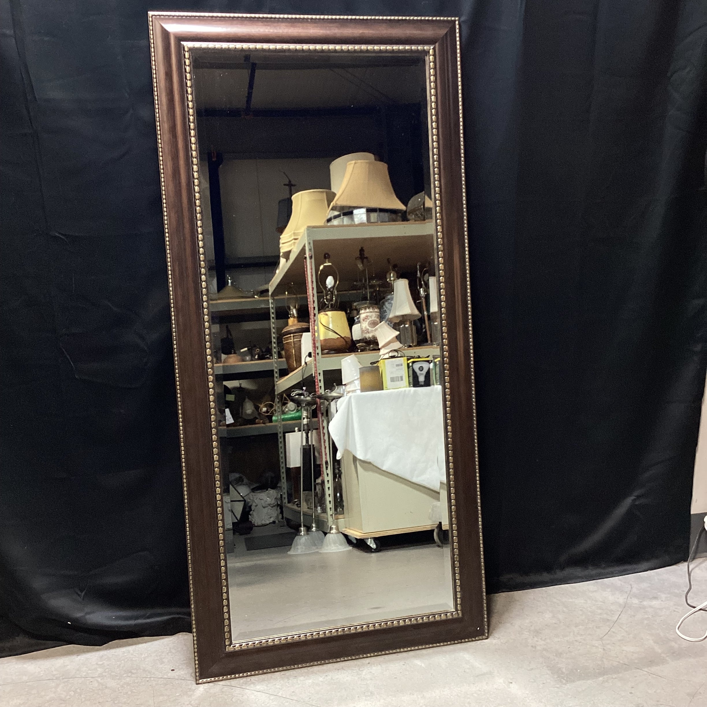 Bevelled Edge Floor Length Mirror With Beading Detail 31" x 65"
