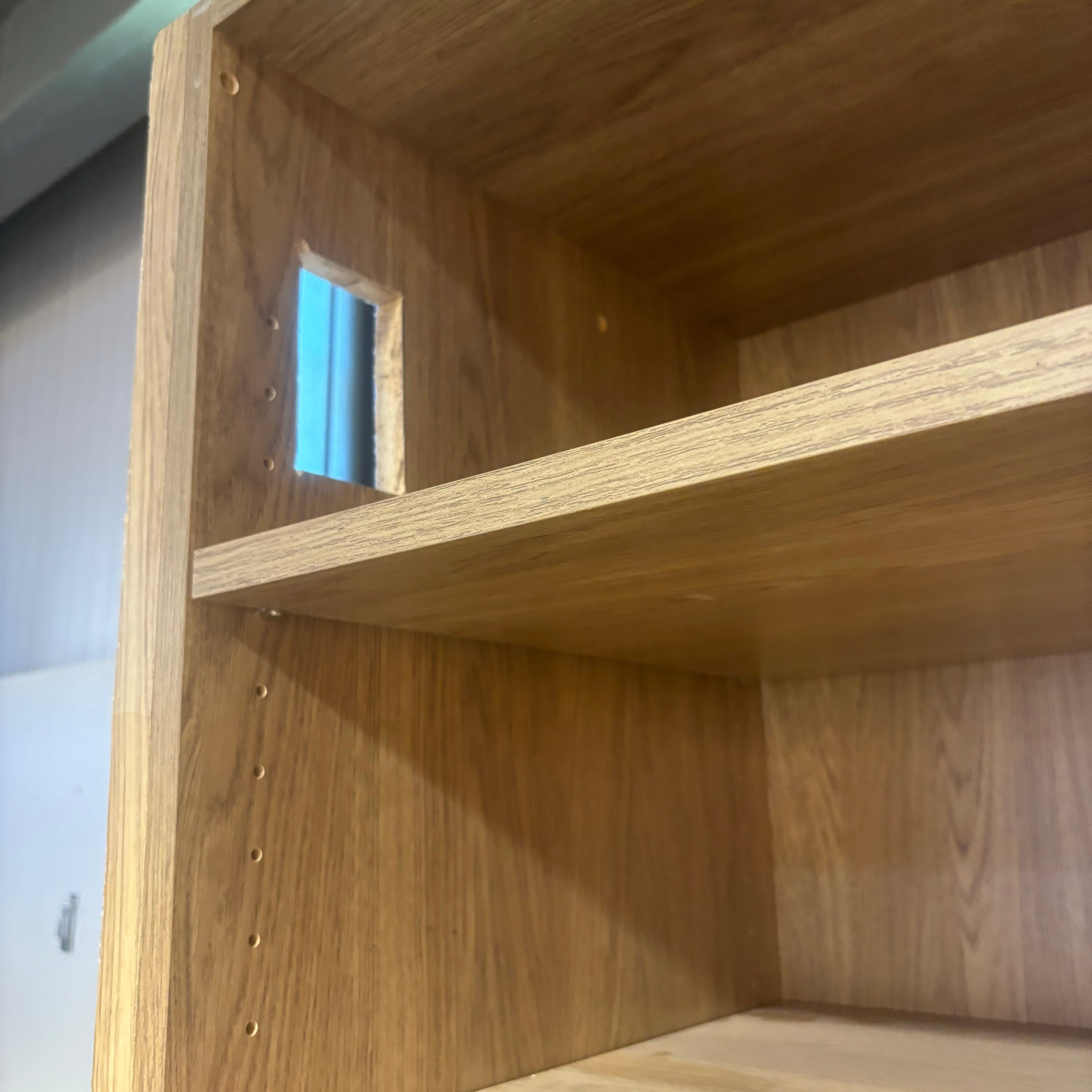 Light Brown Wood Laminate 2 Drawer 2 Shelf Standing Wardrobe 31.5”x 19”x 100”