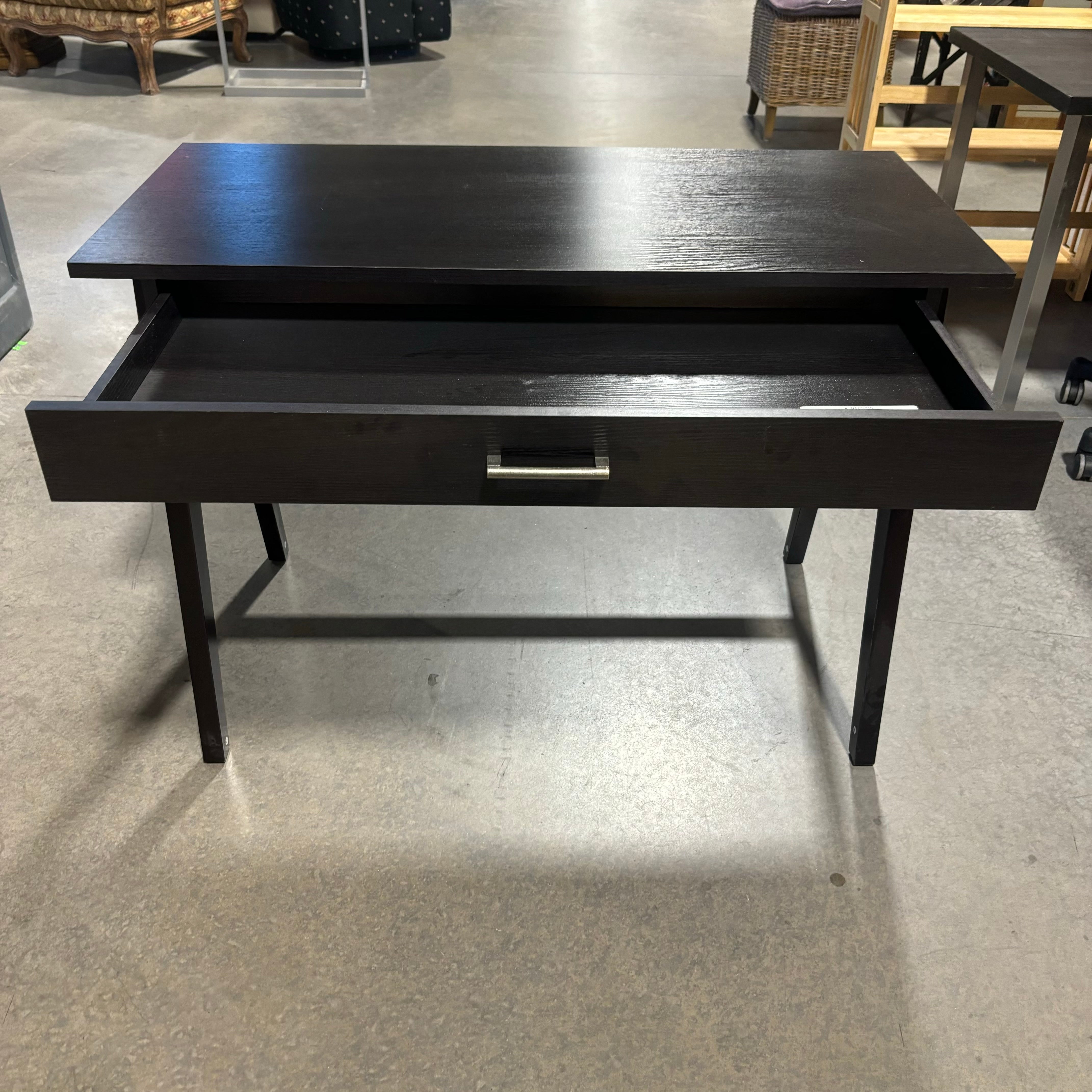 Dark Wood Style 1 Drawer with Trestle Desk 42"x 20"x 30"