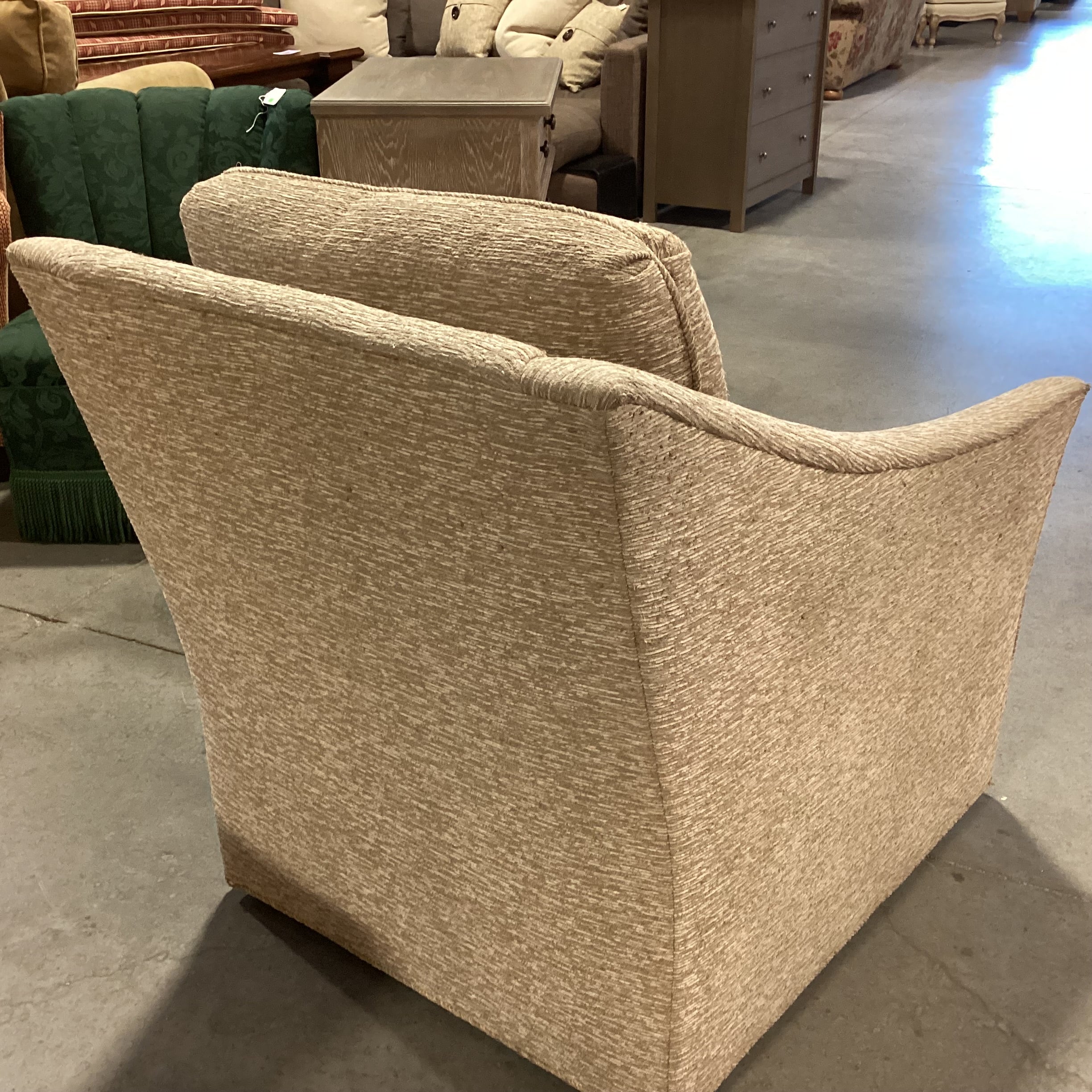 Pearson Heritage Home Group Tan & Cream Texture Woven Slope Arm Swivel Chair 32"x 38"x 34"