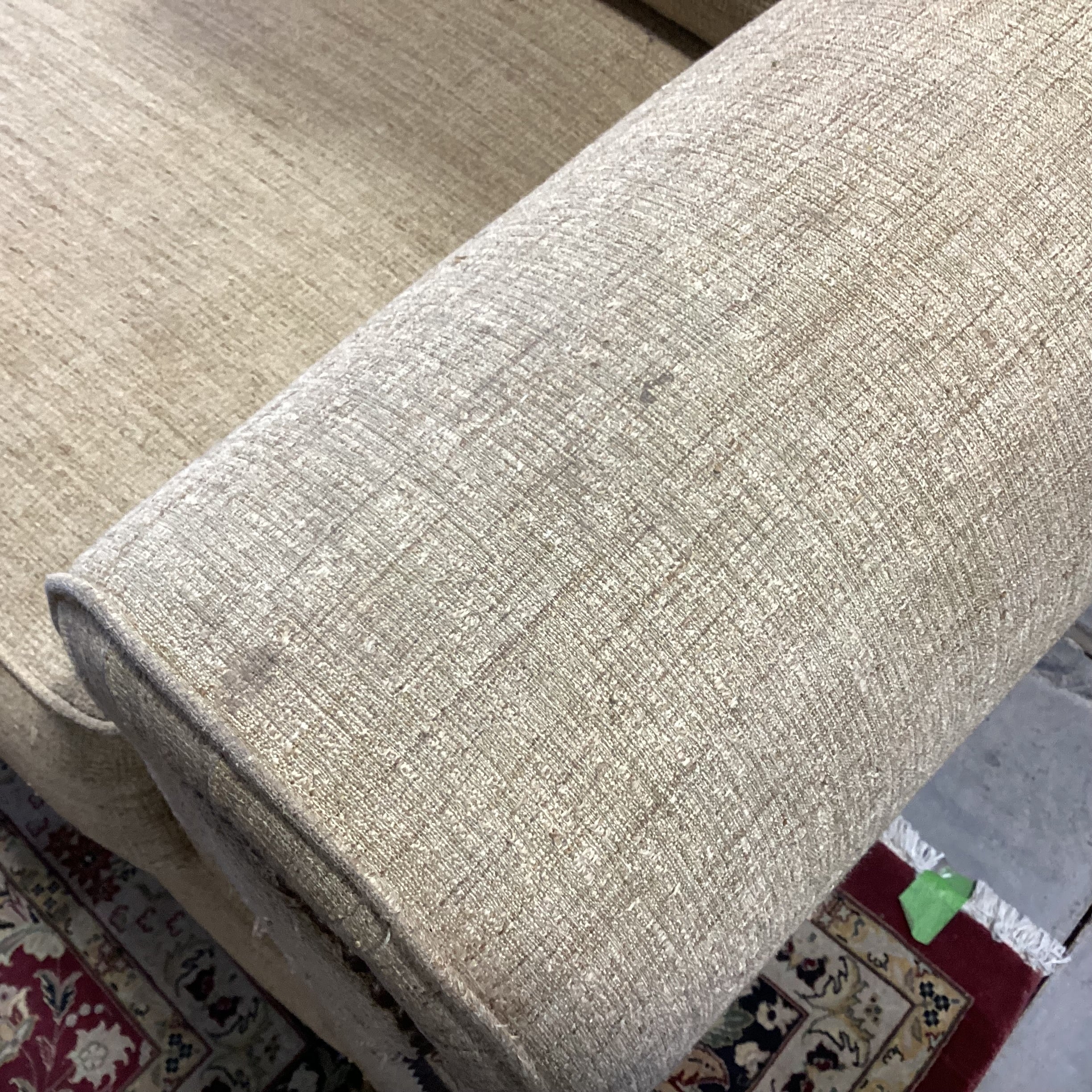 Rene Cazares Golden Tan Woven with Nailhead Down Mix Sofa 96"x 38"x 35"