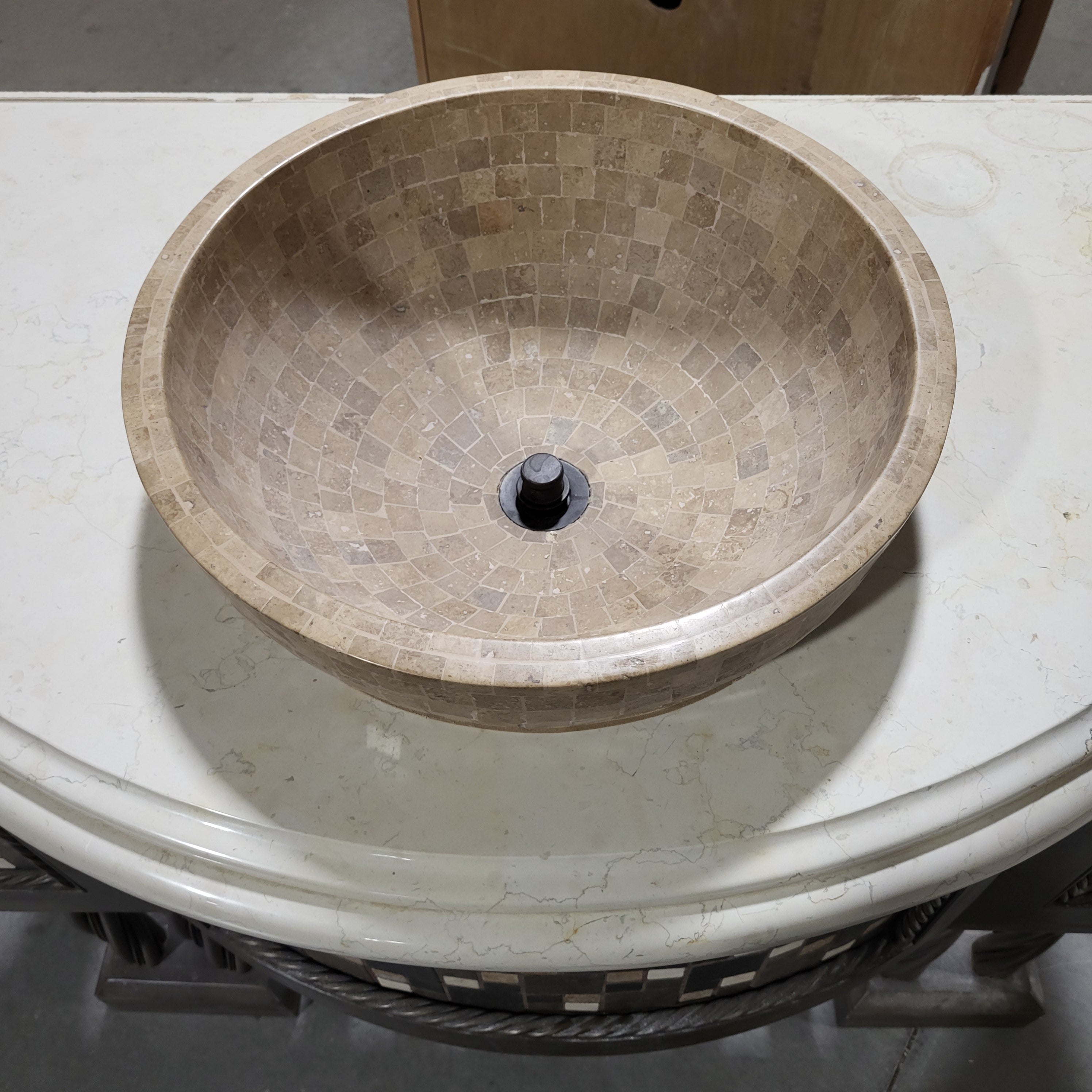 44"x 26"x 39" Custom Marble Top Iron Legs Stone Vessel Sink Vanity