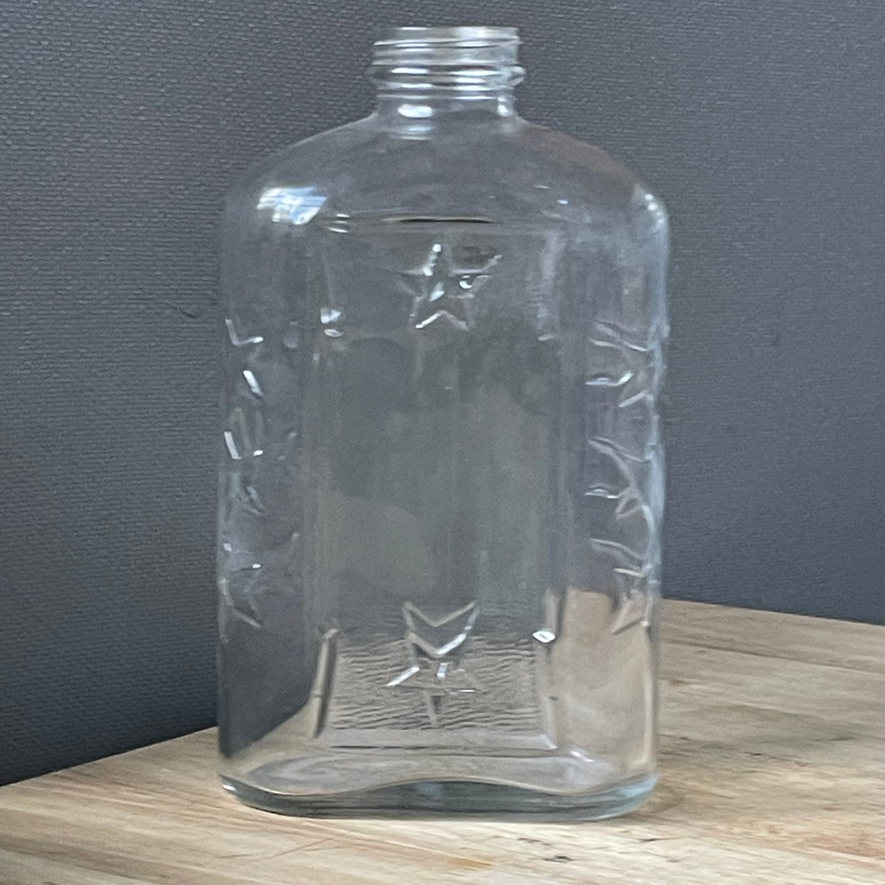 Vintage Three Rivers Glass Co. Texas 16 Star Refrigerator Water Bottle, 5"x 8.75"