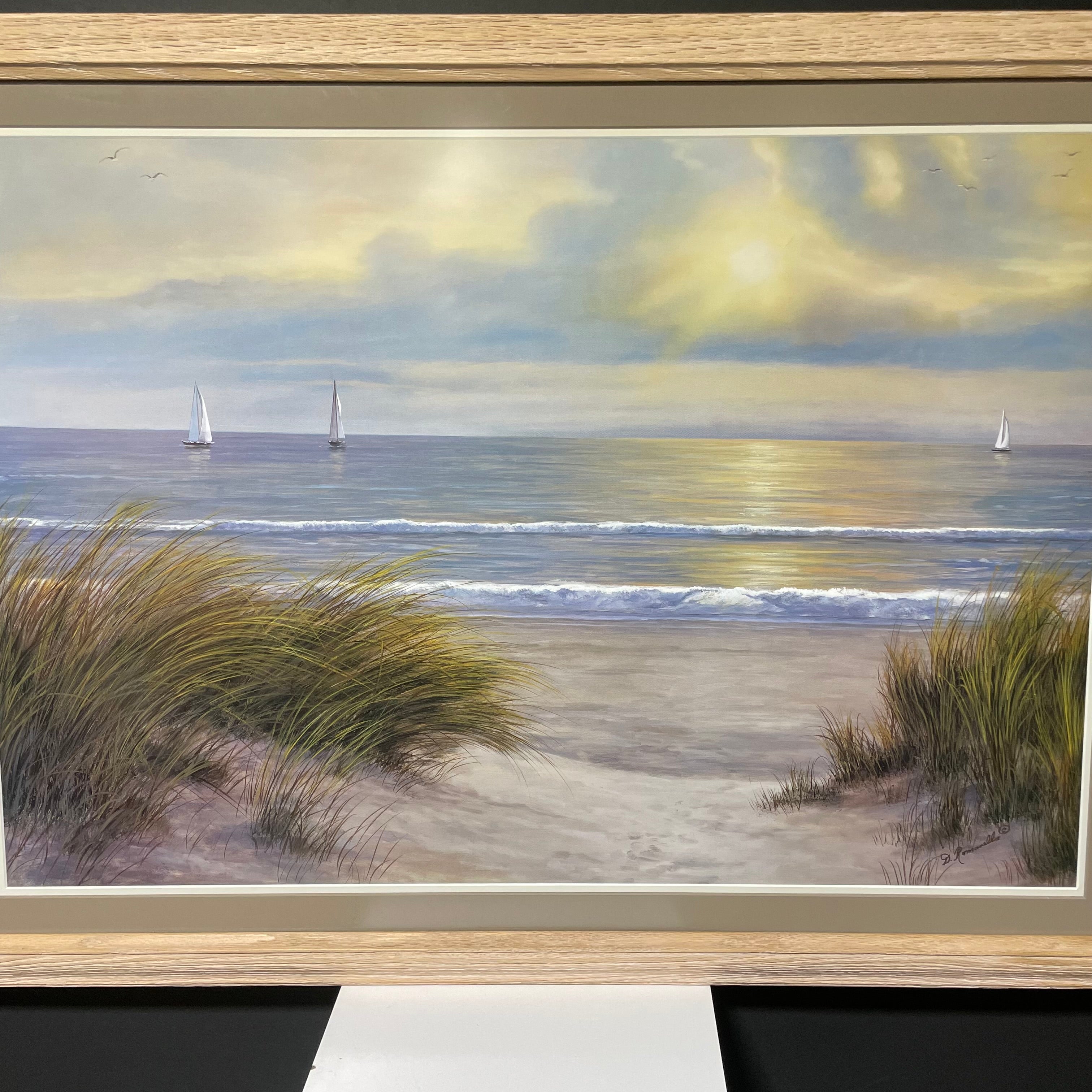 Diane Romanello "Gentle Breeze" Art Print In Light Wood Frame 41 1/2" x 30 1/2"