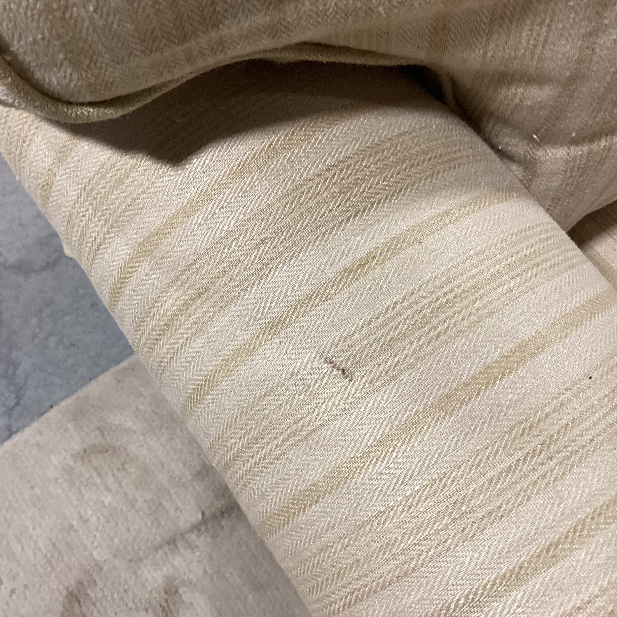 Custom Gold & Wheat Woven Stripe Down Mix Long Sofa 111"x 44"x 39"