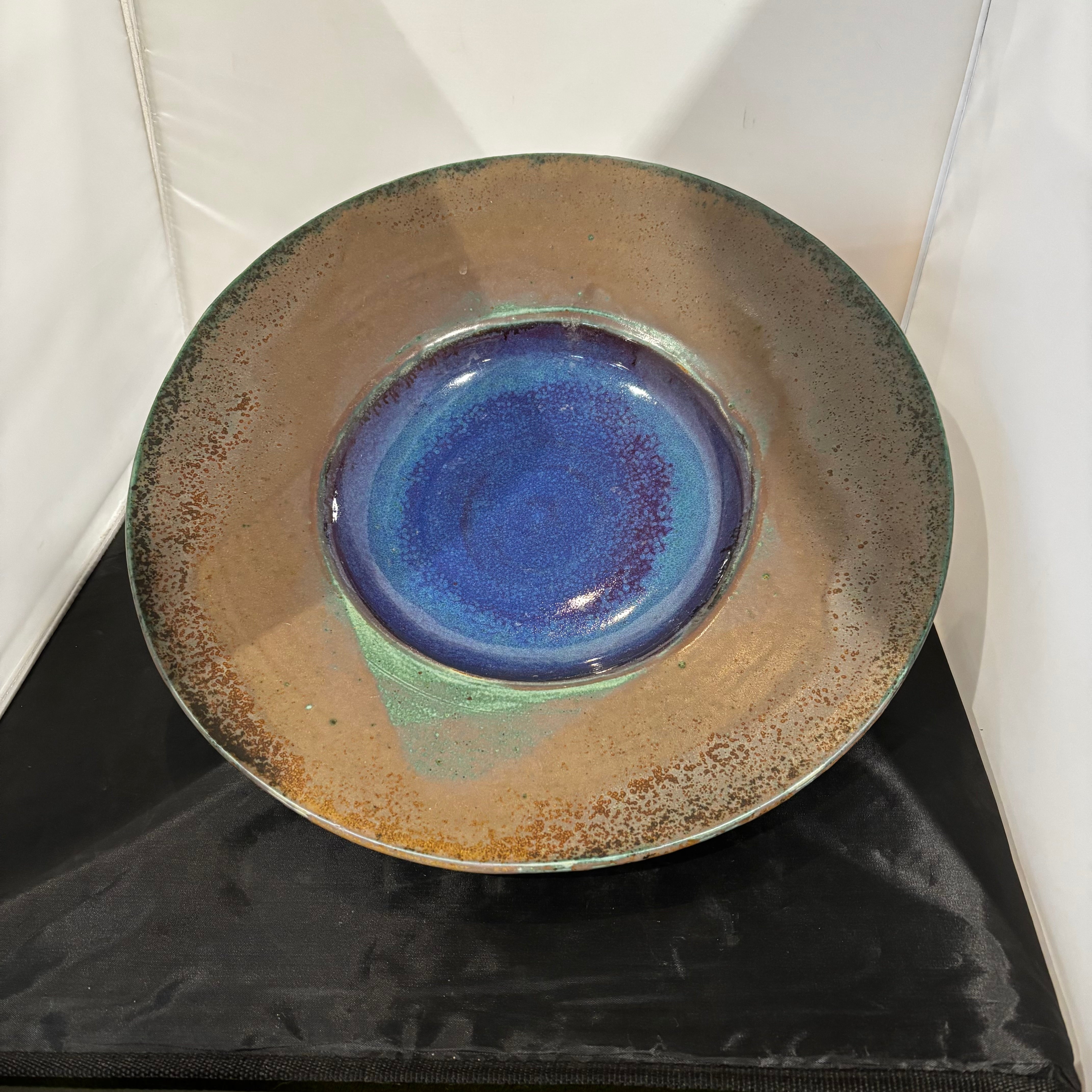 Christopher Whittington Ironstone Pottery Raku Bowl 18"x 3.25"