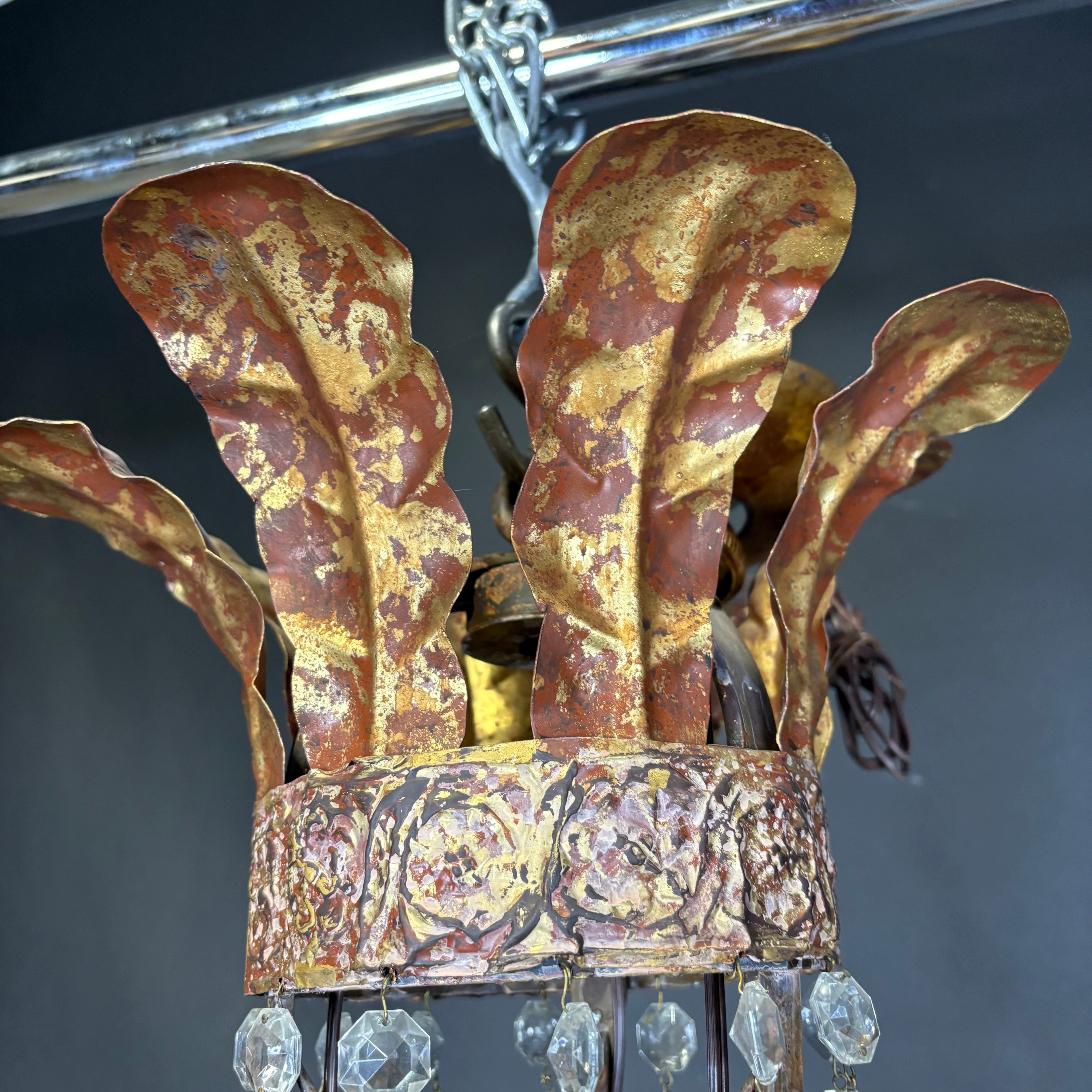 Niermann Weeks 12-Light Patinated Metal and Cut Glass Accents Chandelier 40” Diameter x 49”