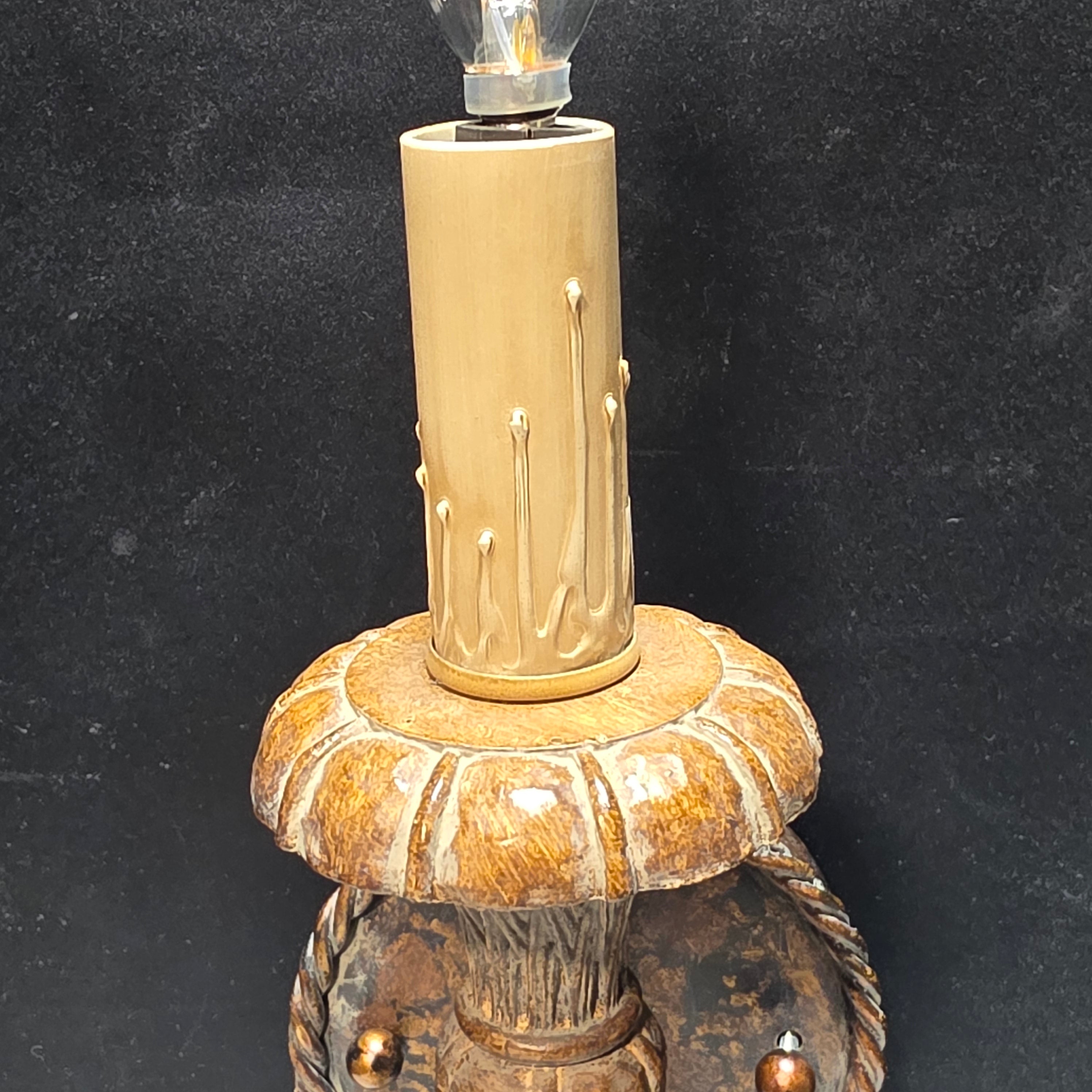 70's Vintage Spanish Revival Candlestick Sconce 8"x7"x16"