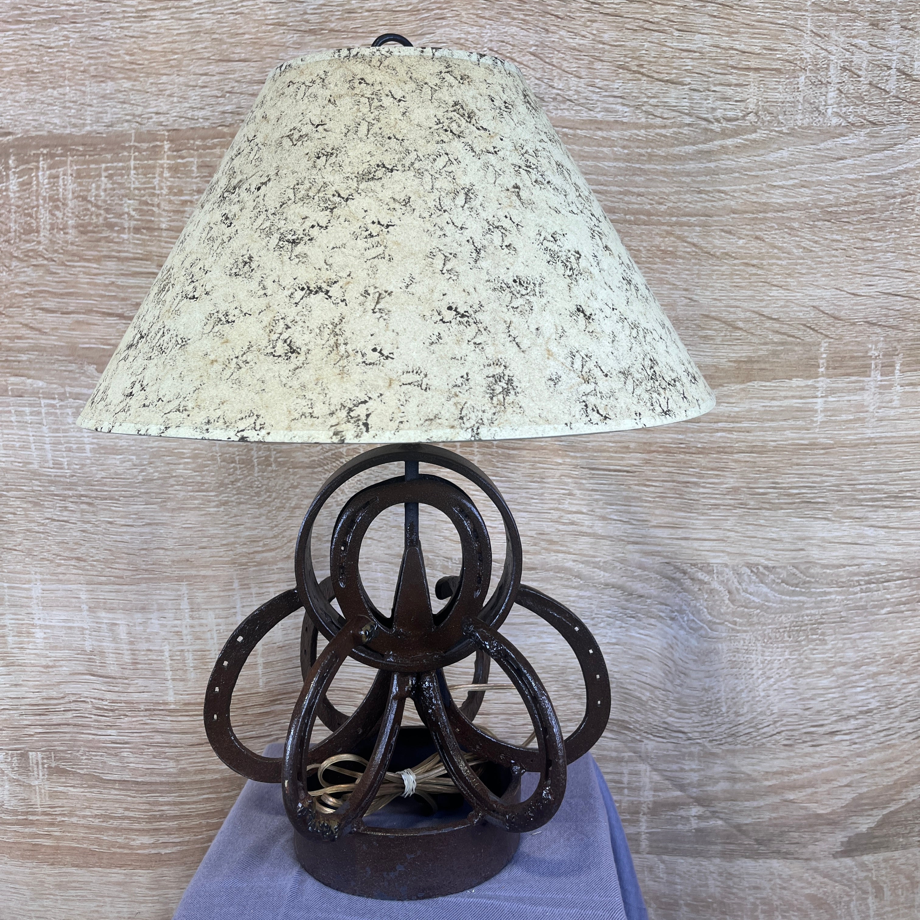 Custom Iron Horseshoe Table Lamp 18.5" Diameter x 23"