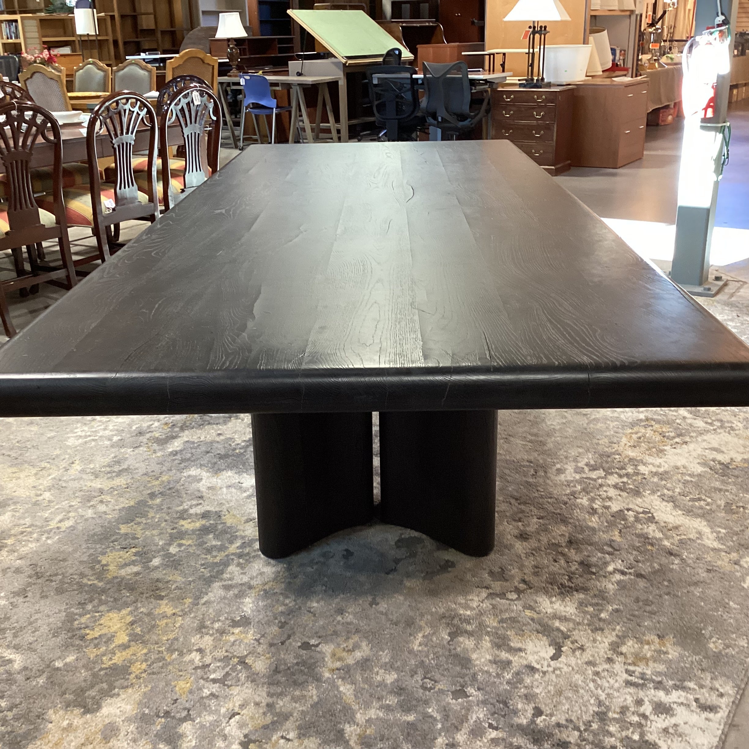 Four Hands Thomas Bina & Brazilian Designer Ronald Sasson Reclaimed French Oak Deep Espresso Finish Dining Table 118"x 47"x 30"