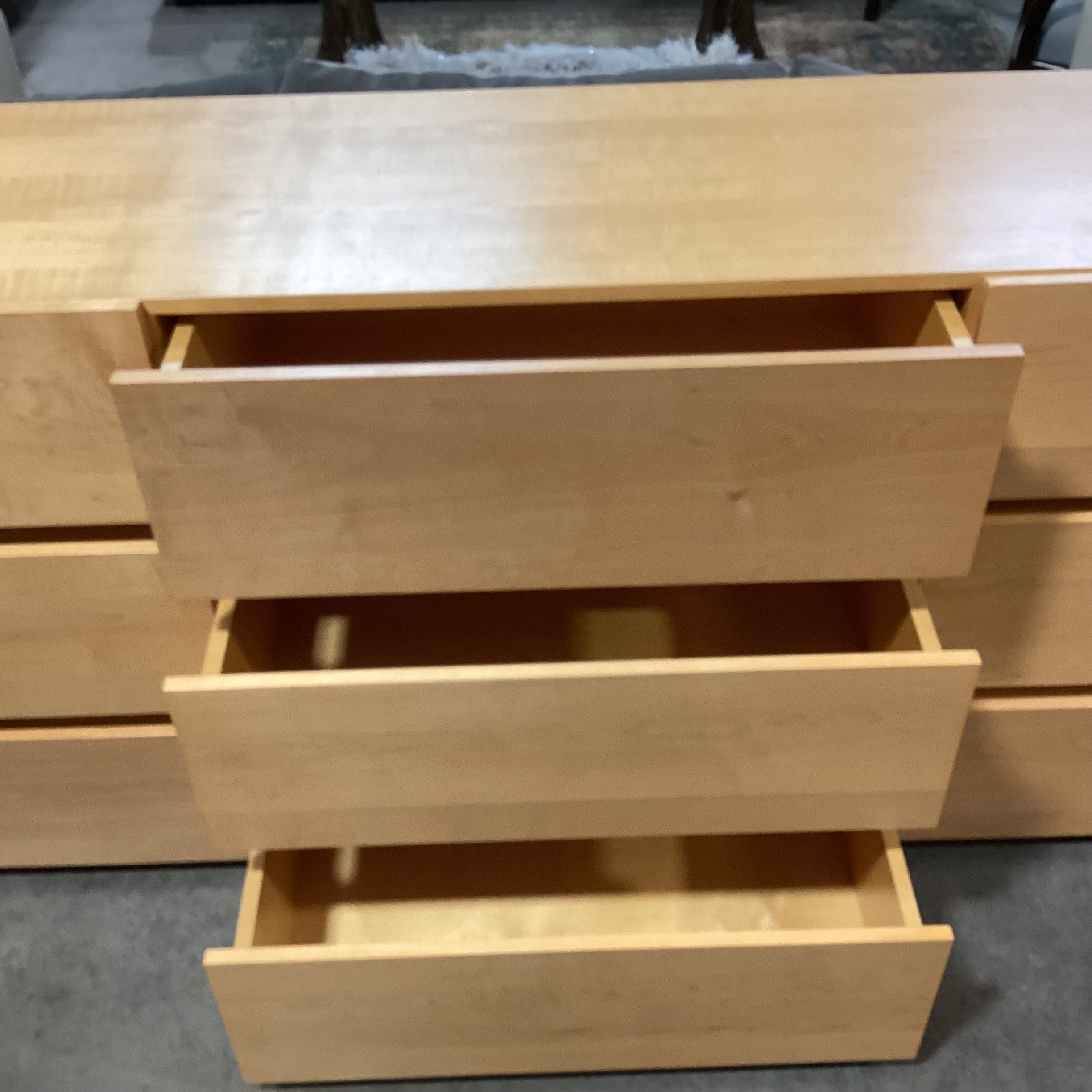 Custom Natural Maple 9 Drawer Dresser 96"x 19"x 36"