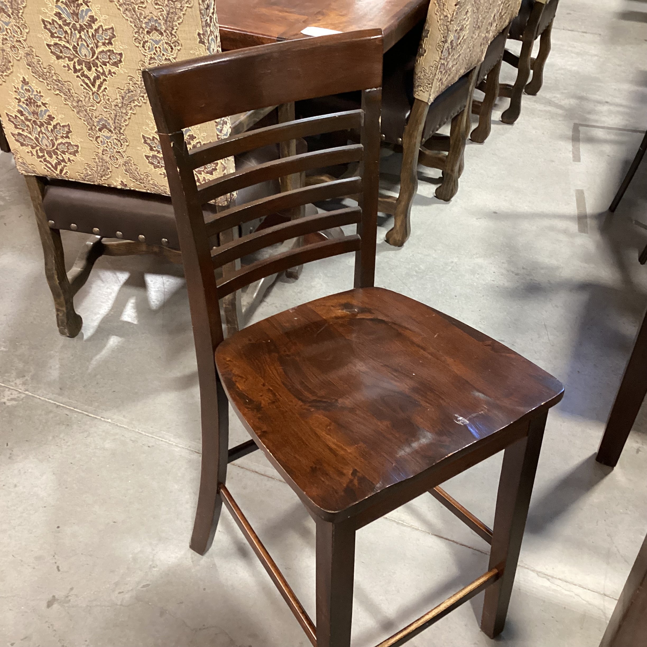 Dark Finish Wood & Veneer Bar Height Table & 4 Barstools Dining Set 48"x 36"x 36"