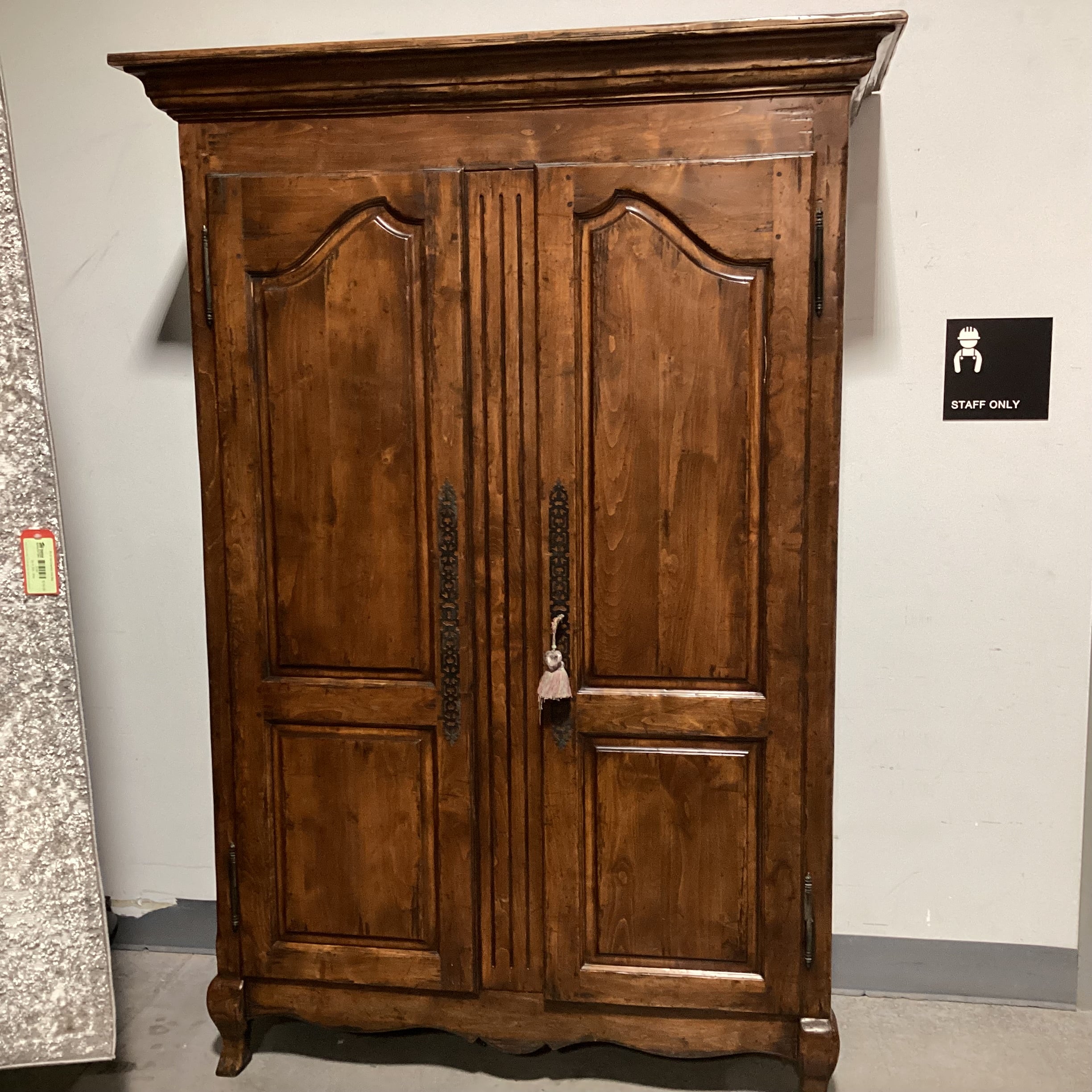 Dark Distressed Finish 2 Door 4 Drawer Armoire 59"x 26"x 85"