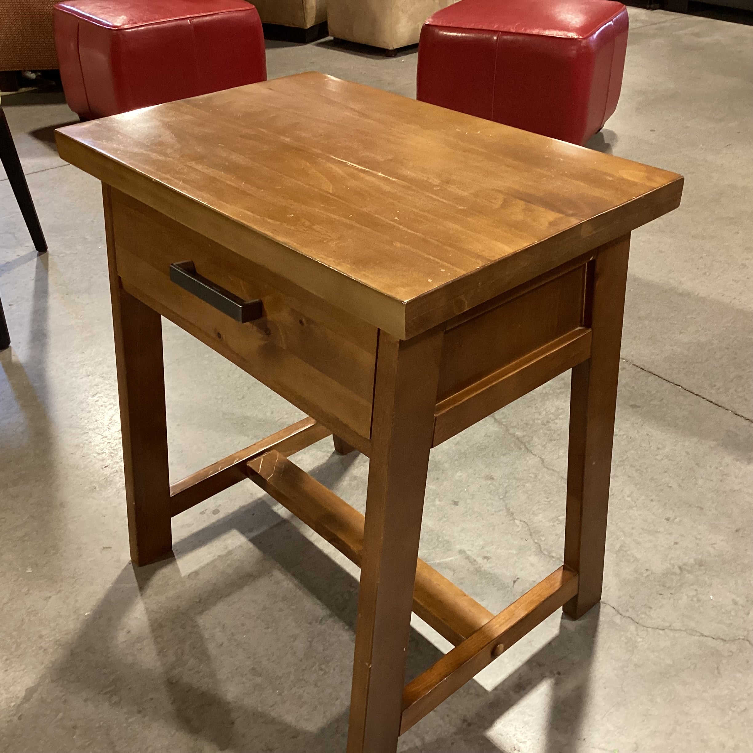 Finish Wood Saw Horse Style 1 Drawer End Table 24"x 16"x 26"