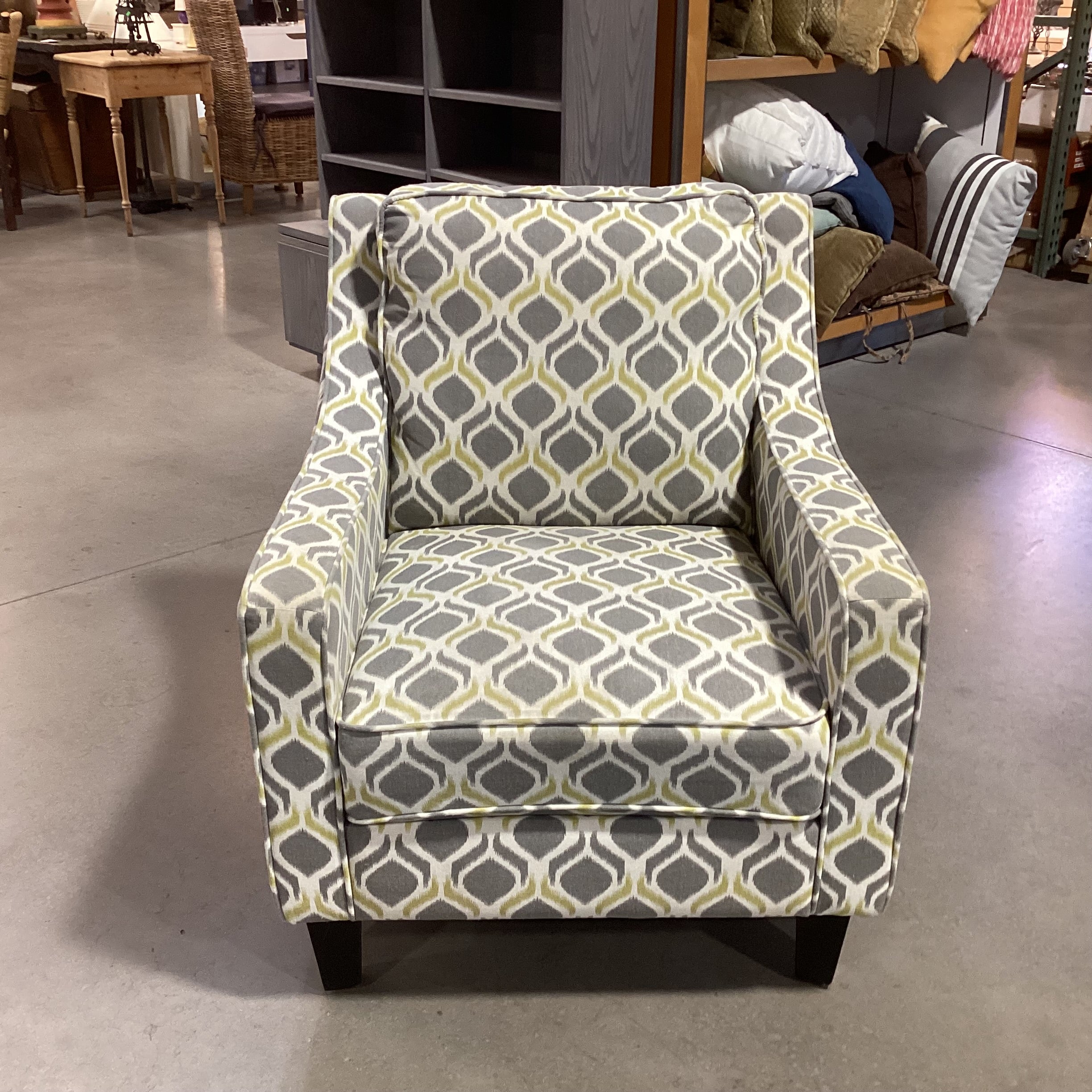 Cream Grey Gold Pattern Slope Chair 30"x 34"x 34"
