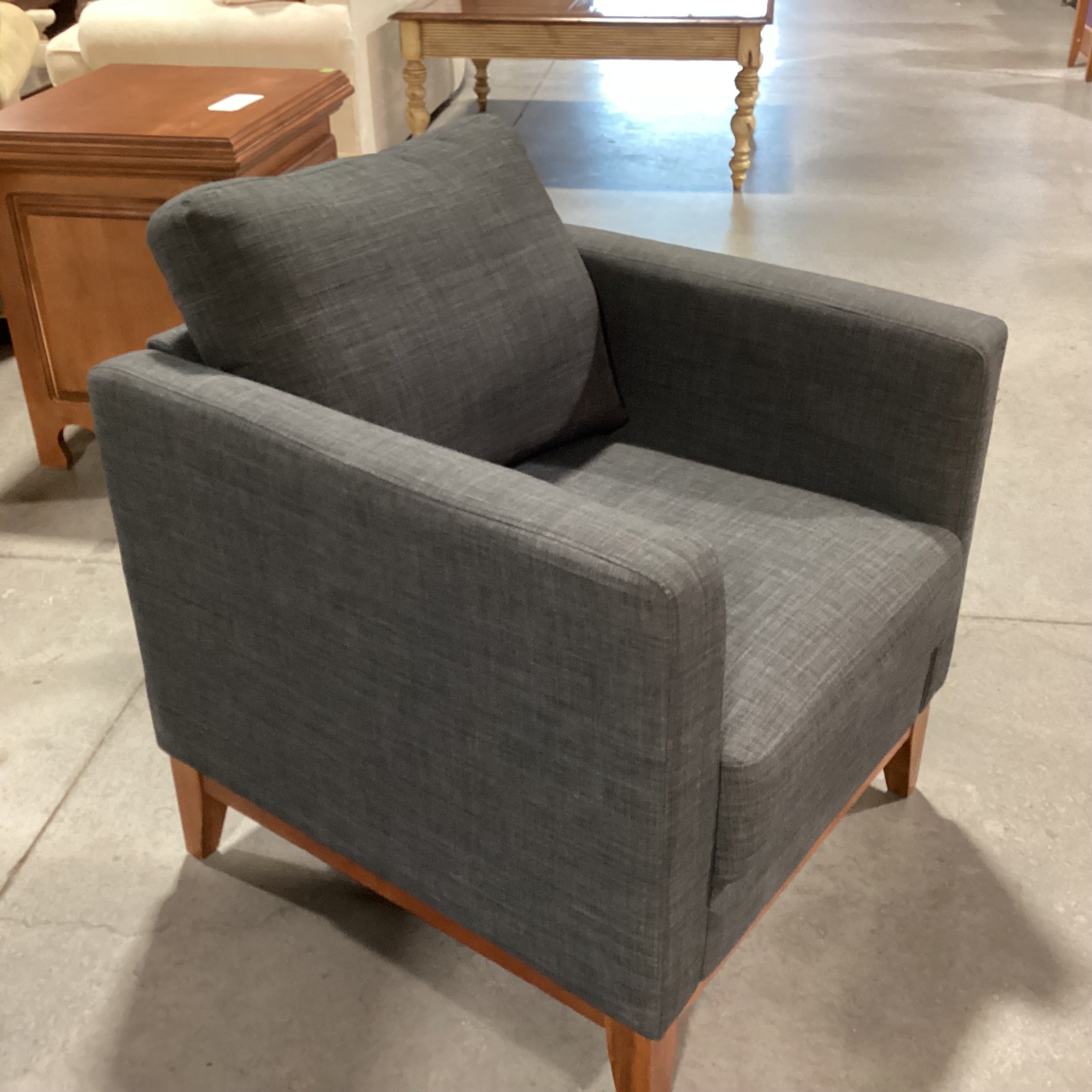 Charcoal Linen with Wood Base Chair 29"x 31"x 33"