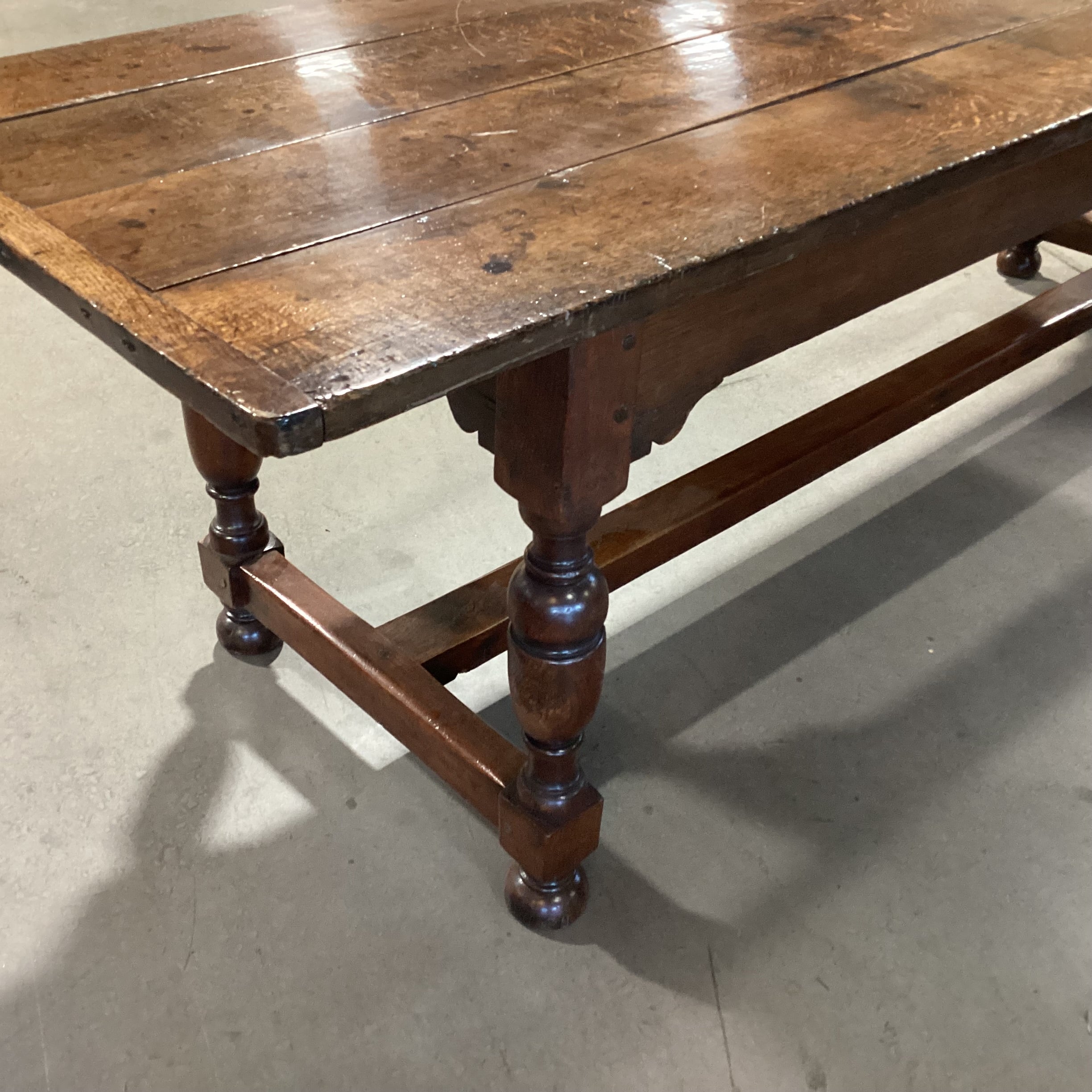 Antique Oak & Pine with Top From 1700s Carved Base From 1800s Tavern Dining Table 100"x 31.5"x 30.5"
