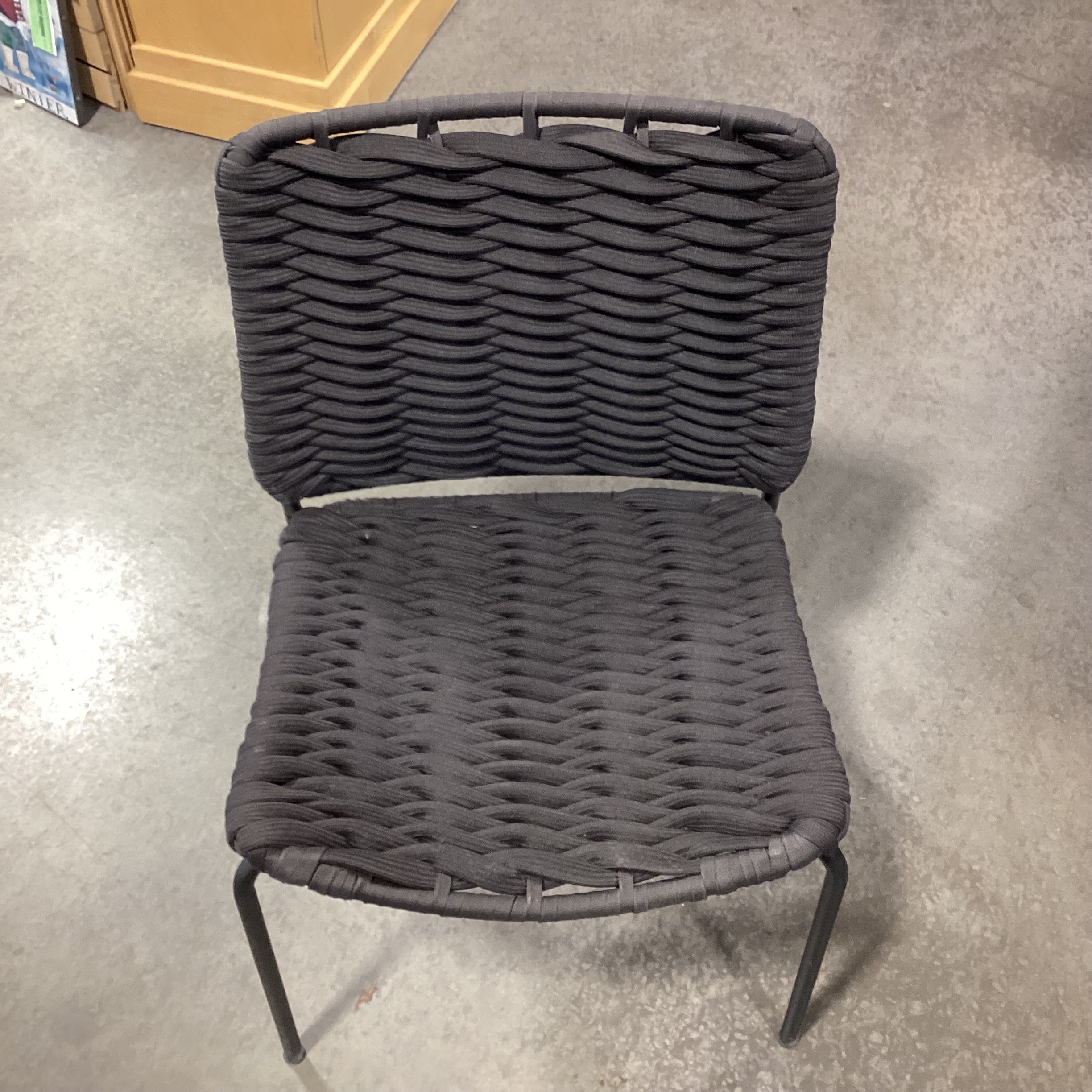 Ikea Tegelon Indoor Outdoor Dark Grey Braided Rope Woven & Metal Dining Chair 21"x 20"x 32"