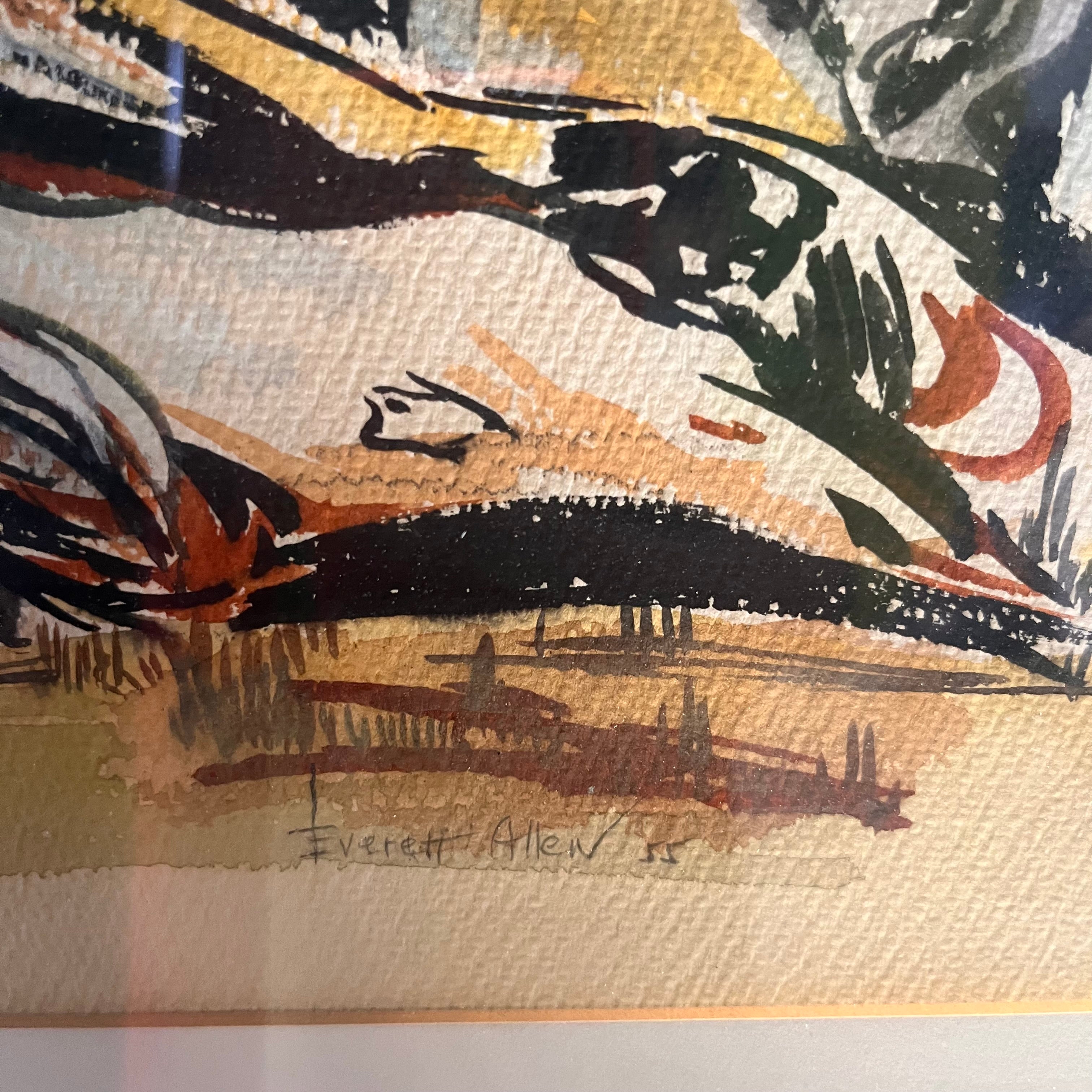 Original Gouache on Paper Painting by Everett Allen; 29"x 23"