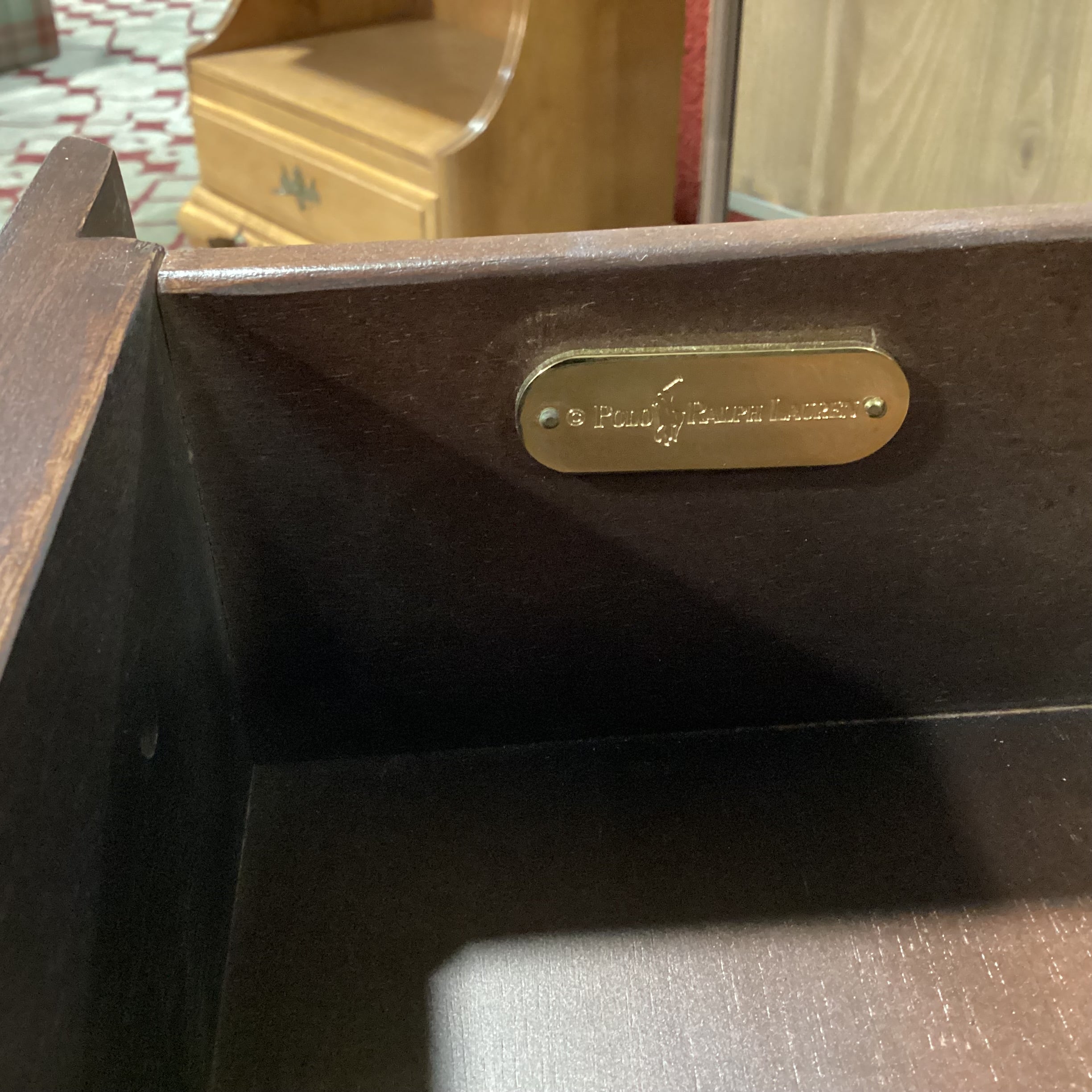 Ralph Lauren Dark Finish Carved Wood 3 Drawer Chest 32"x 23"x 29"