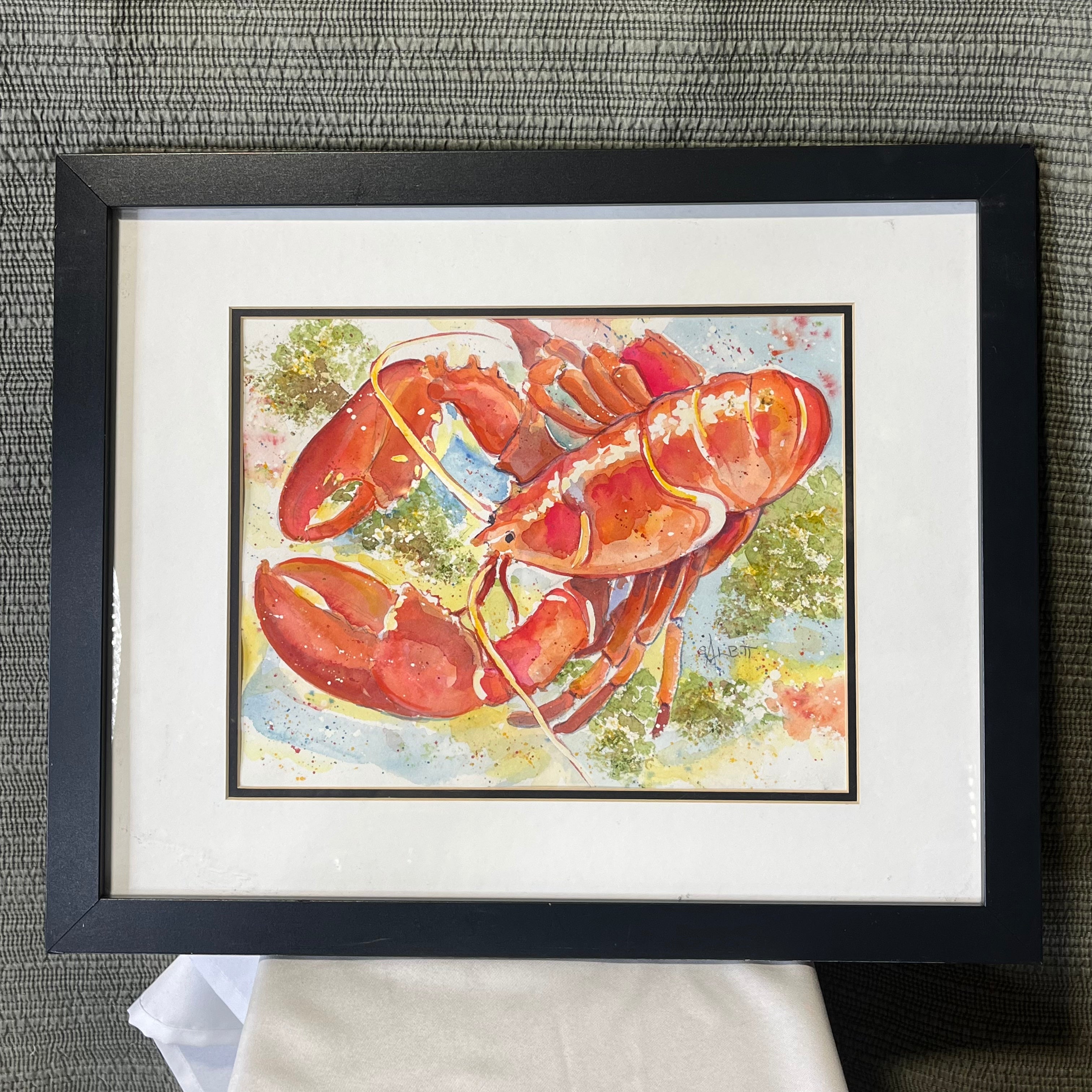 Sue Blinkley Tatum "Lobster" Watercolor on Paper Signed Original 22”x 18”