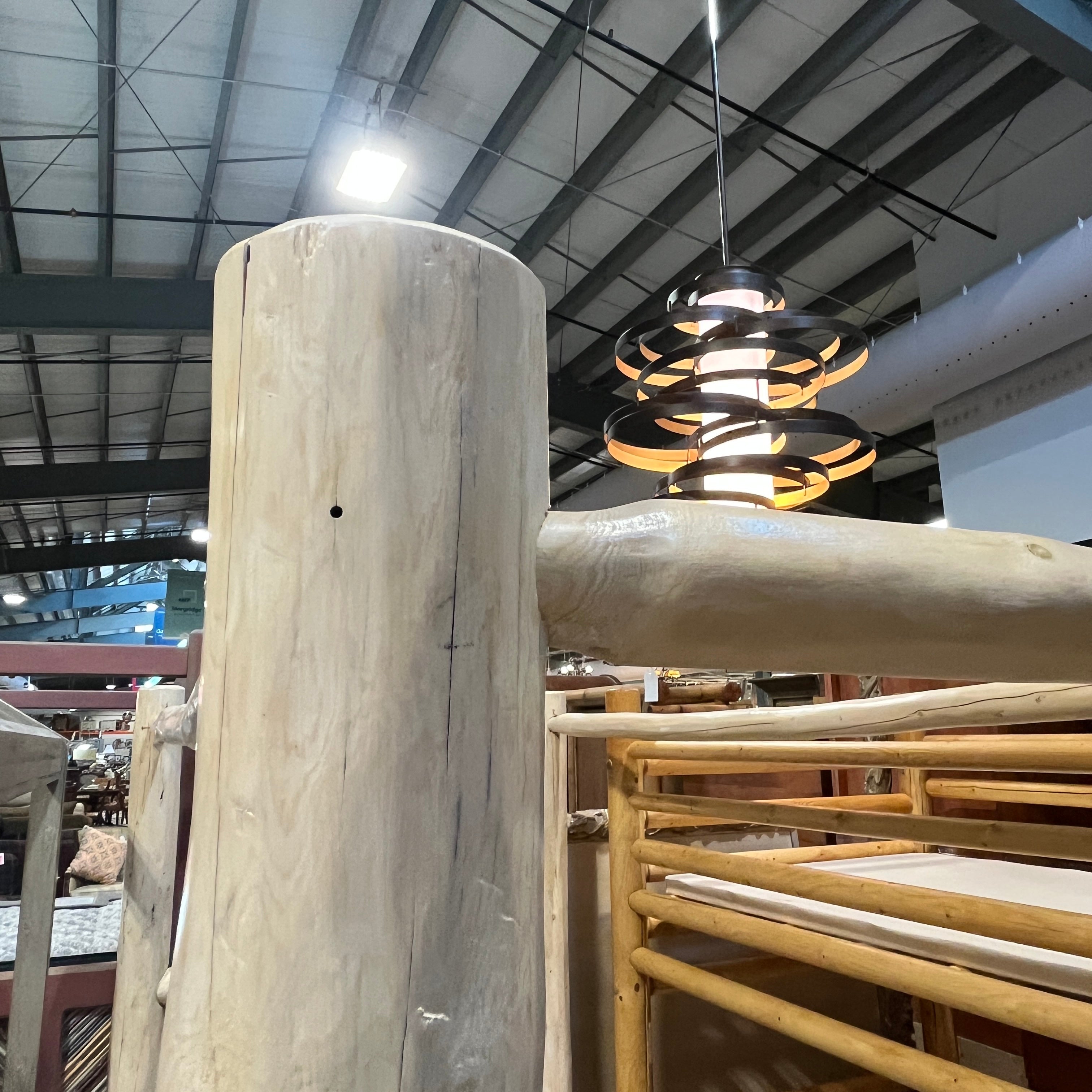 TWIN Solid White Cedar Log Canopy Bed Set 43”x 85”x 72”