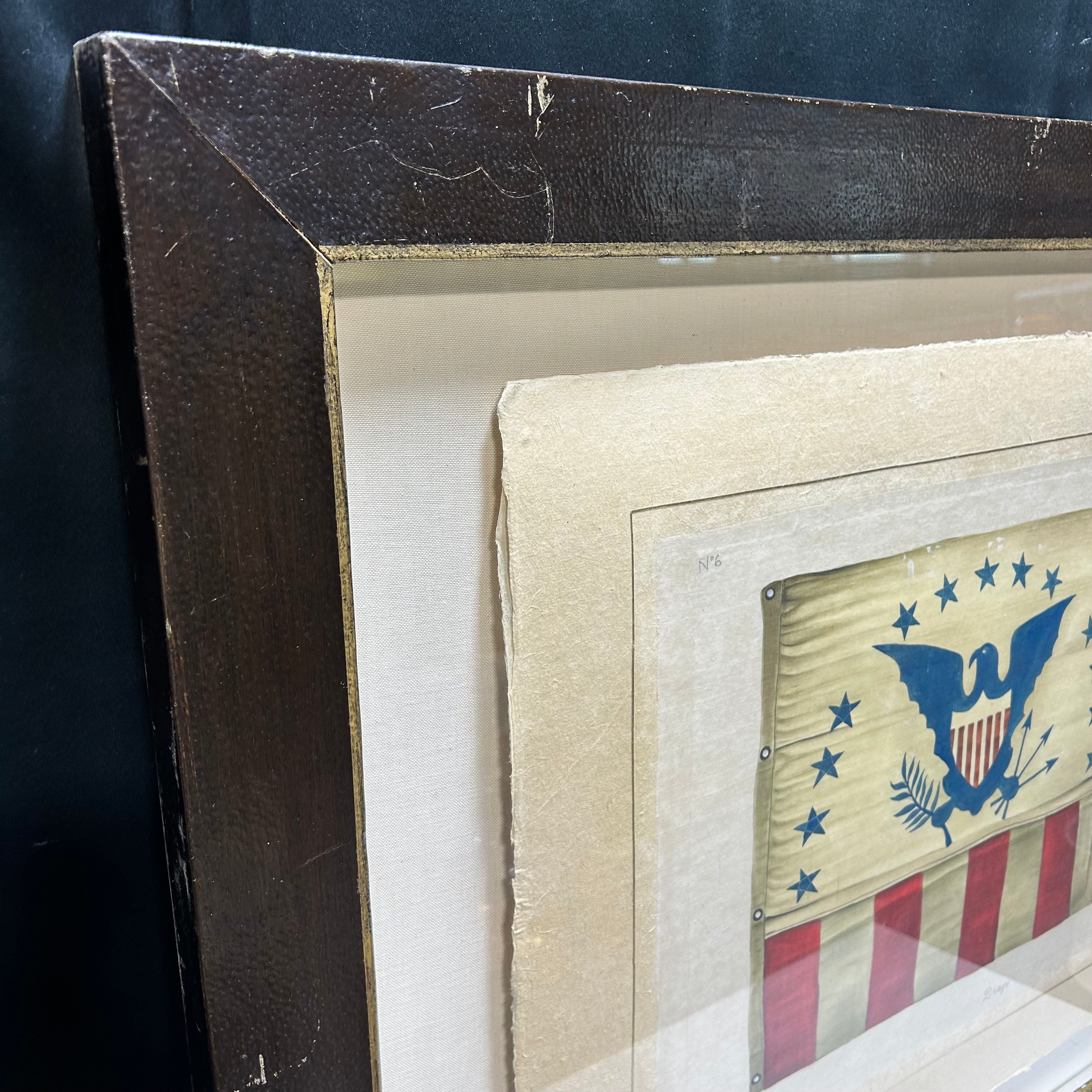 1943 L.R Laffitte French Flag Water Color On Silk 42.5"x 29.5"