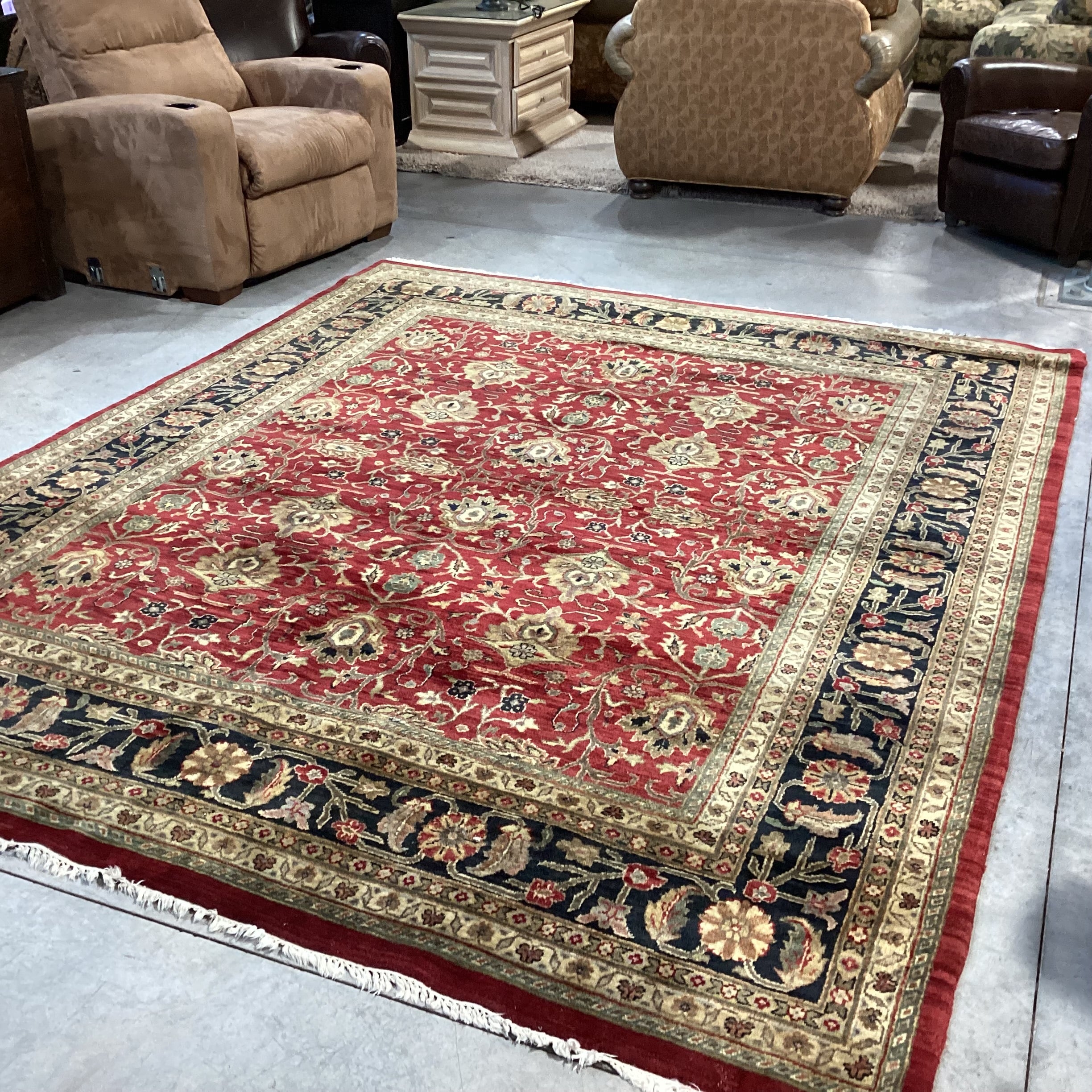 Red Gold Black Hand Woven Wool Rug 8'1"x 10'1"