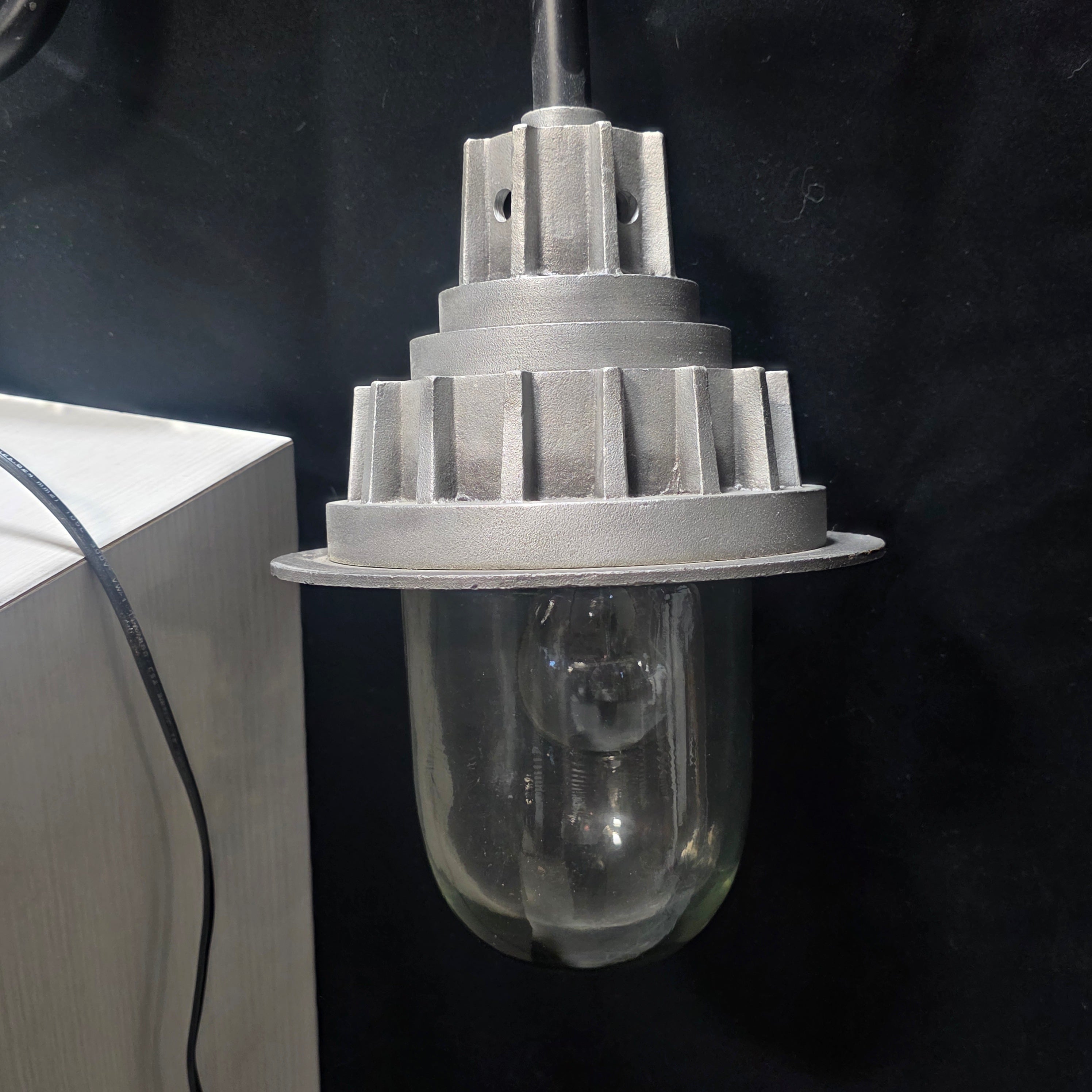 Industrial Steampunk "Milan, London, Paris" Two Light Chandelier Housing Glass Globes 26"x9"x13"