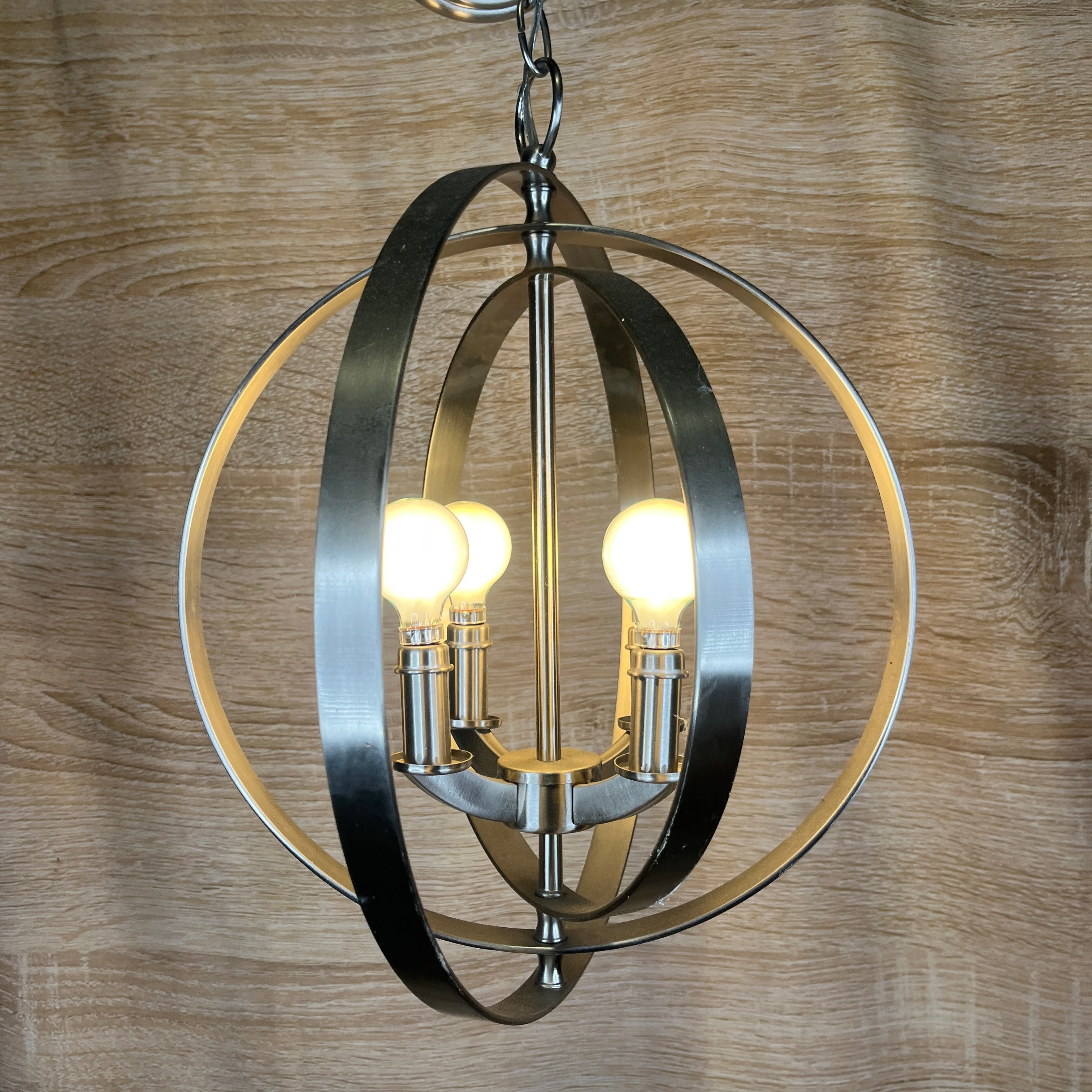 Progress Lighting Equinox 4-Light Burnished Silver Armillary Sphere Ceiling Pendant 16" Diameter x 18" - 65"