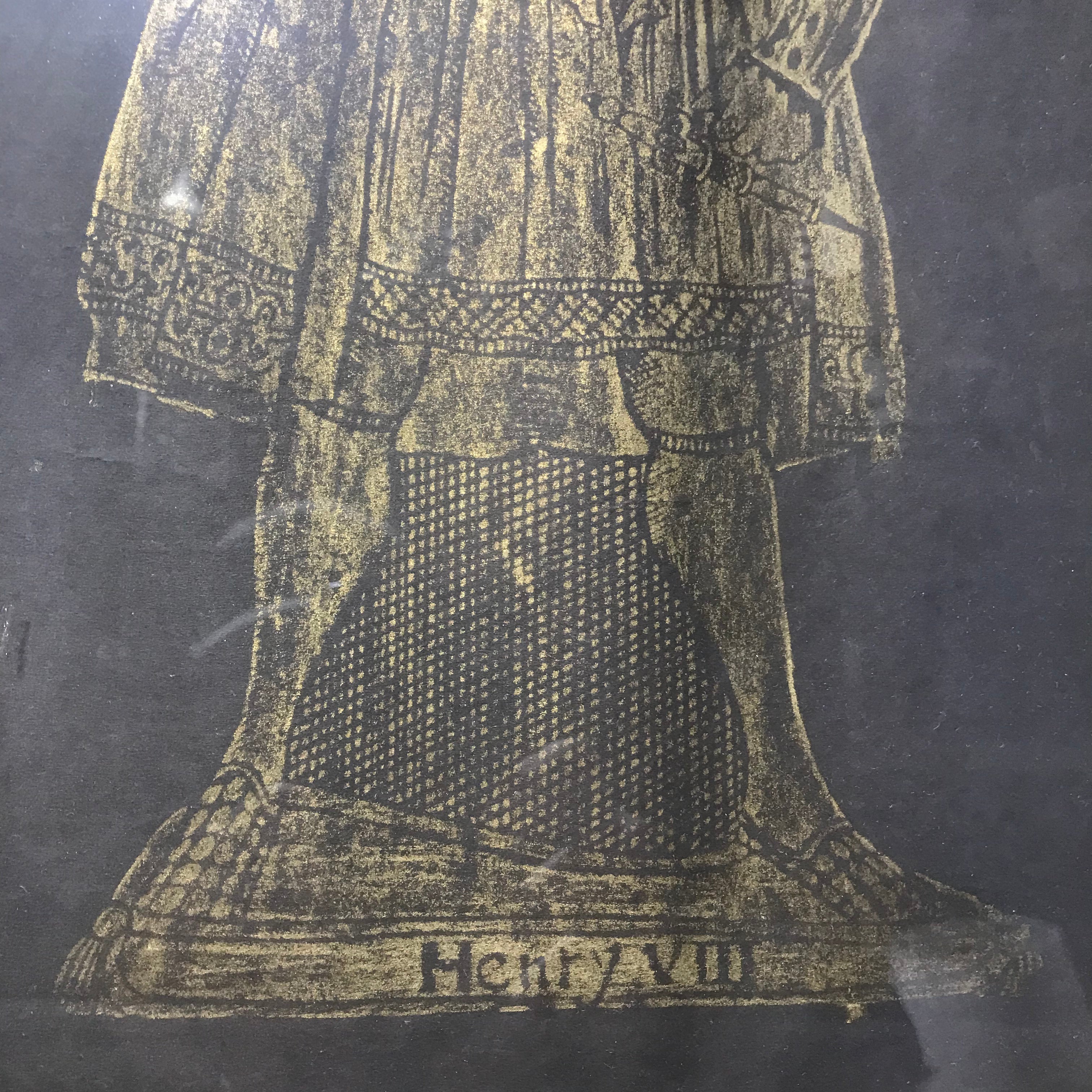 14"x 20.5" King Henry VIII Brass Rubbing From England Framed Wall Decor