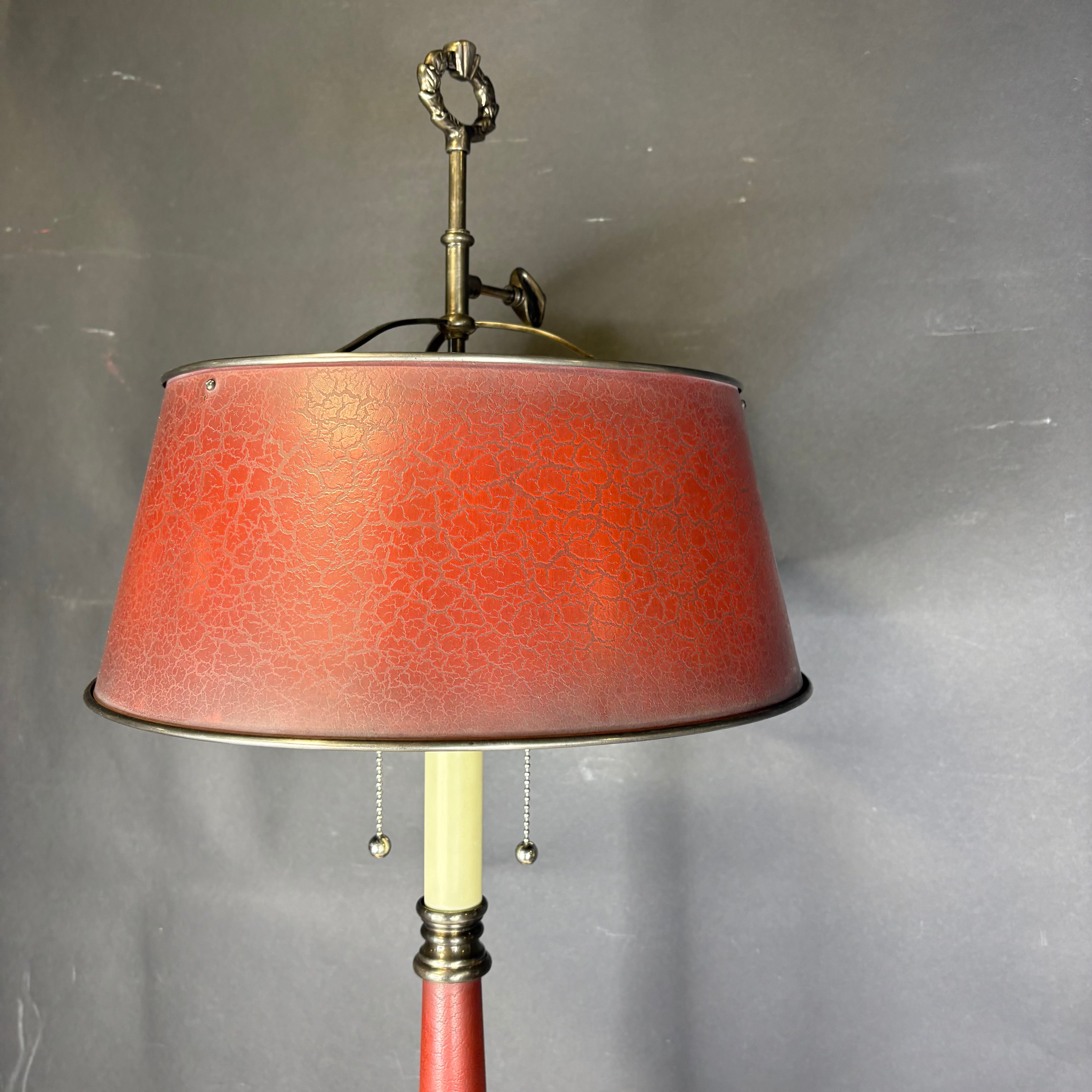 Vintage Chapman 2-Light Silver and Red Metal Table Lamp 15” Diameter @ Shade x 36”