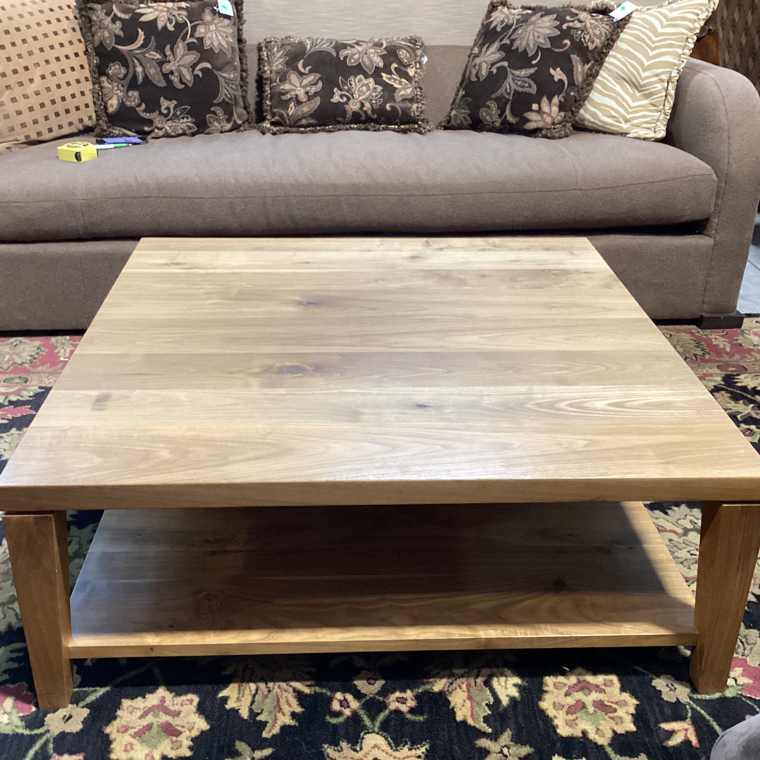 Solid Walnut with Bottom Shelf Coffee Table 42"x 42"x 16"