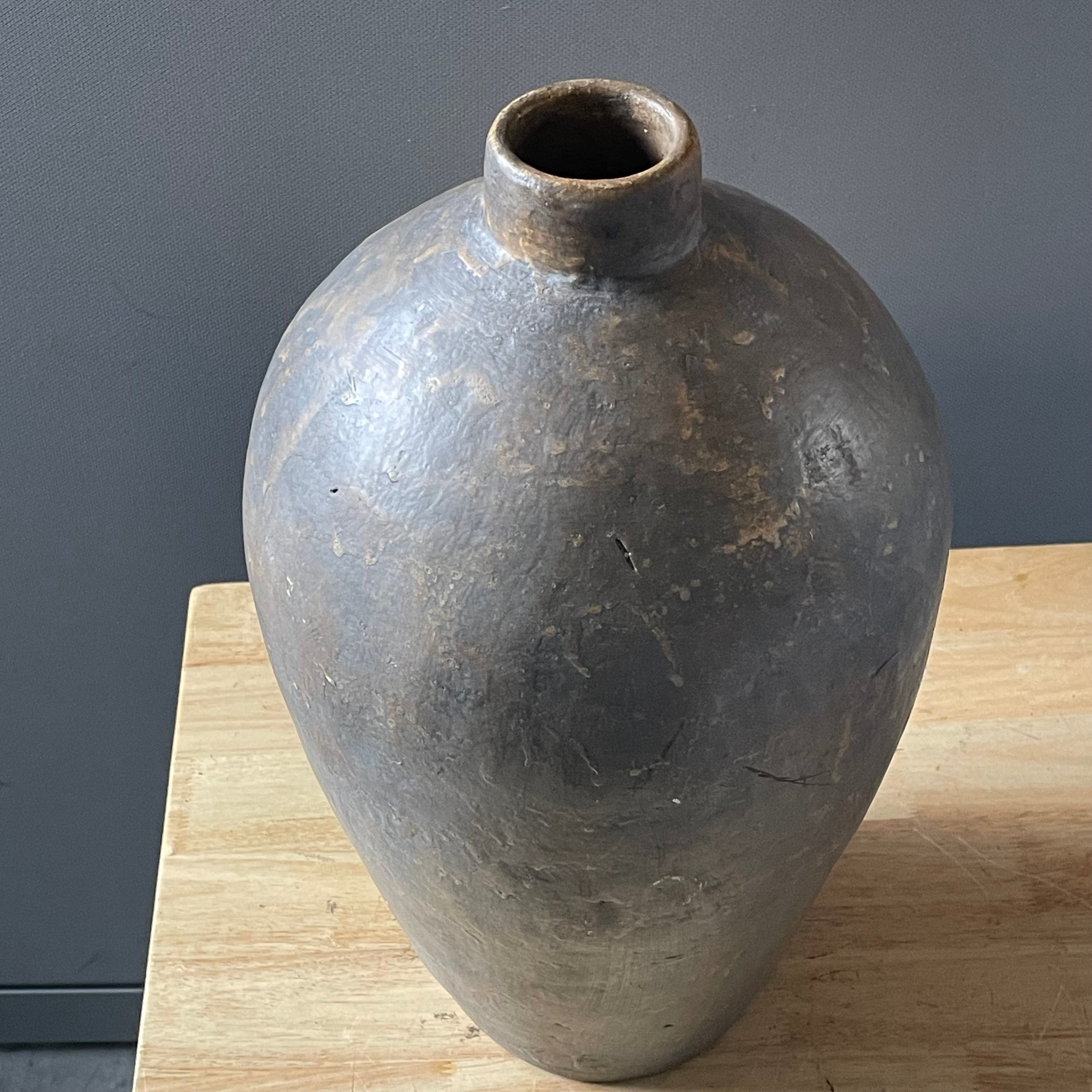 Vintage Asian Terracotta Stoneware Rice Wine Jar, 12"x 21"